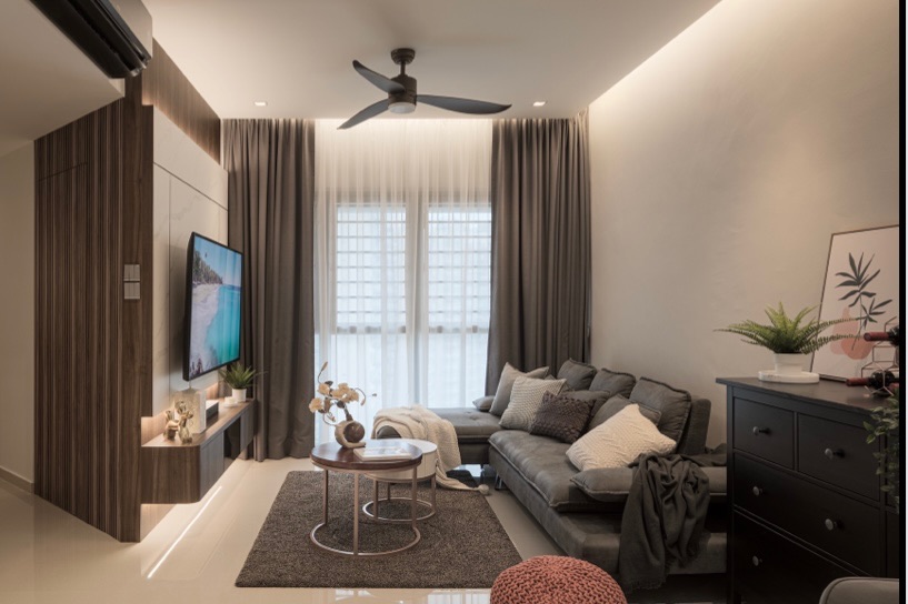 Modern Day Resort-styled Living Room - Modern living room, contemporary design, minimalist decor, large window, neutral color