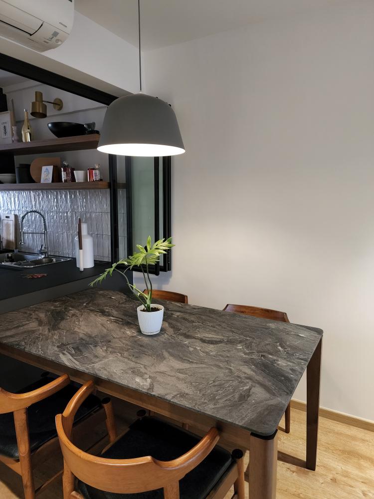 Simplicity accentuates my dining space - modern kitchen, contemporary dining room, minimalist design, sleek furniture, wooden