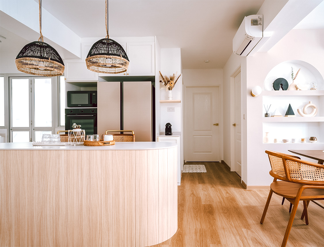 Our Open Concept Scandinavian Kitchen Heaven! - Modern kitchen with minimalist design, white cabinetry, open shelving, wooden