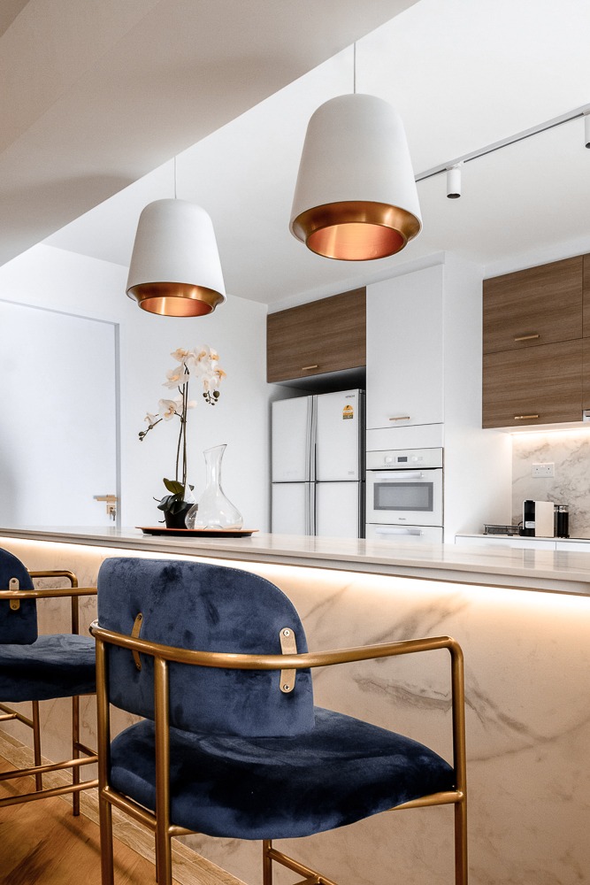 Creating a private dining kitchen space at home - modern kitchen, contemporary design, sleek cabinetry, white countertops