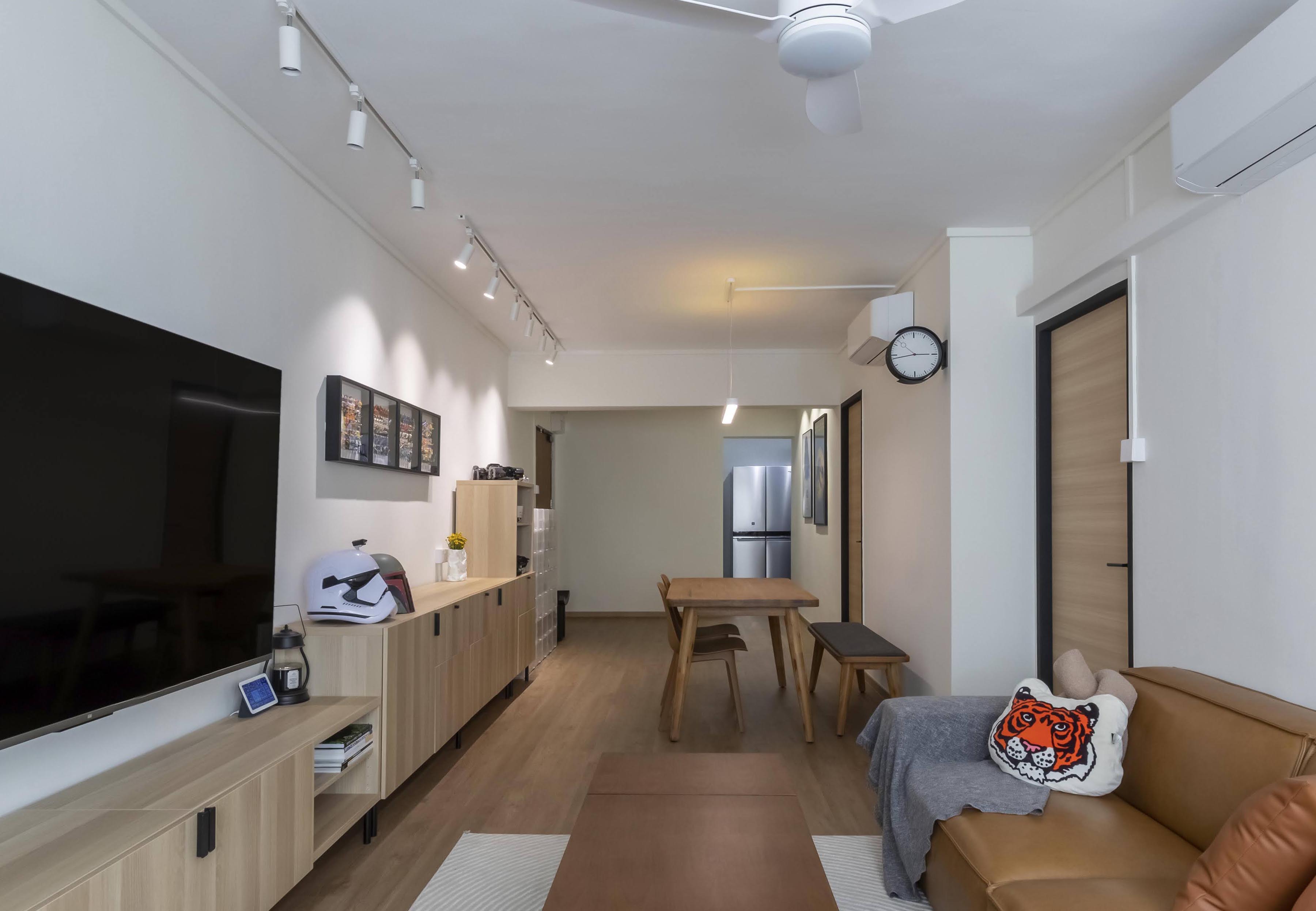 A fairly simple dining area as an extension of our living room - Modern living room with sleek design, minimalist decor