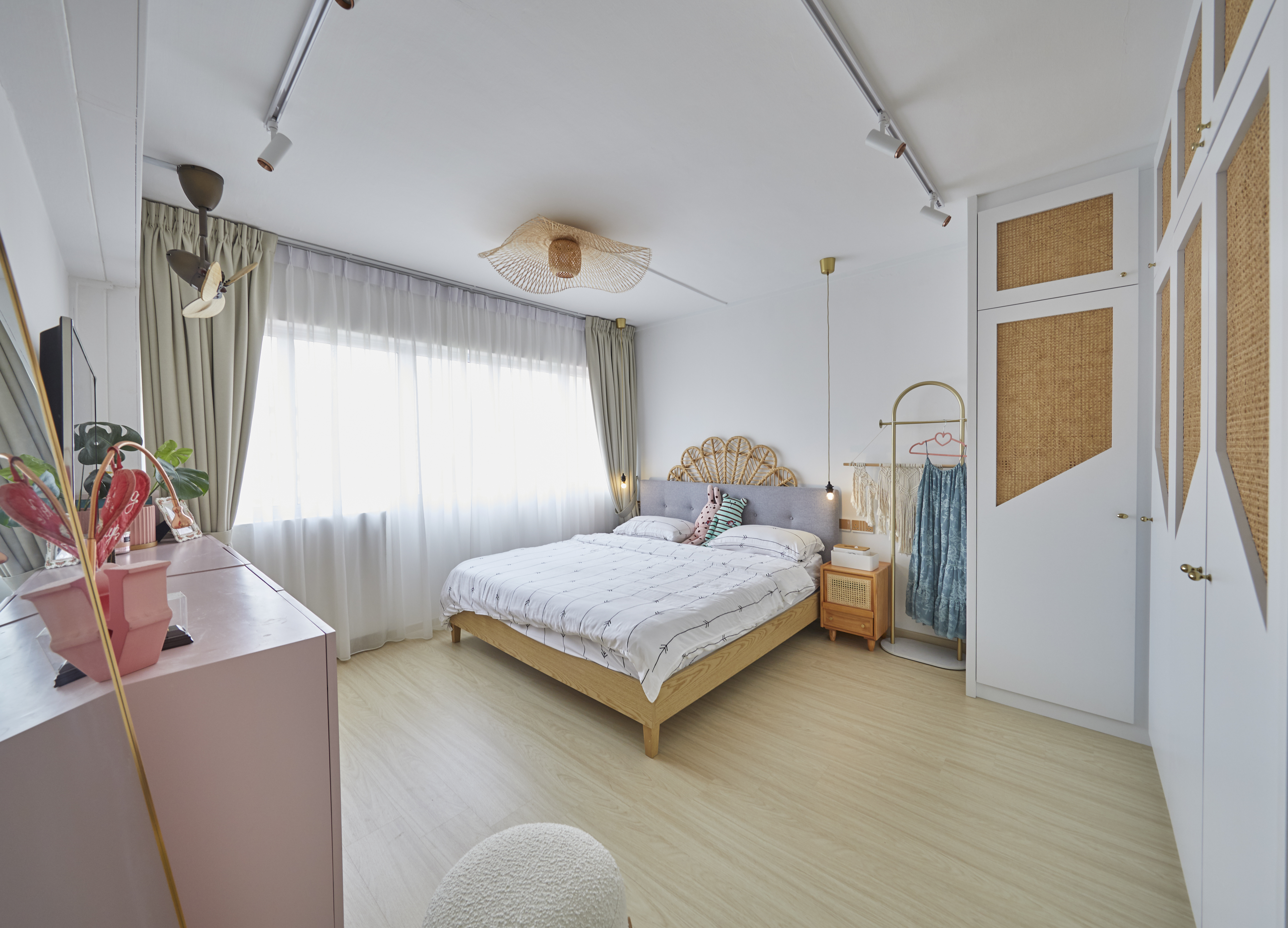 A beautiful restful sanctuary - my dream home! - Modern bedroom interior, minimalist design, large window, sheer curtains