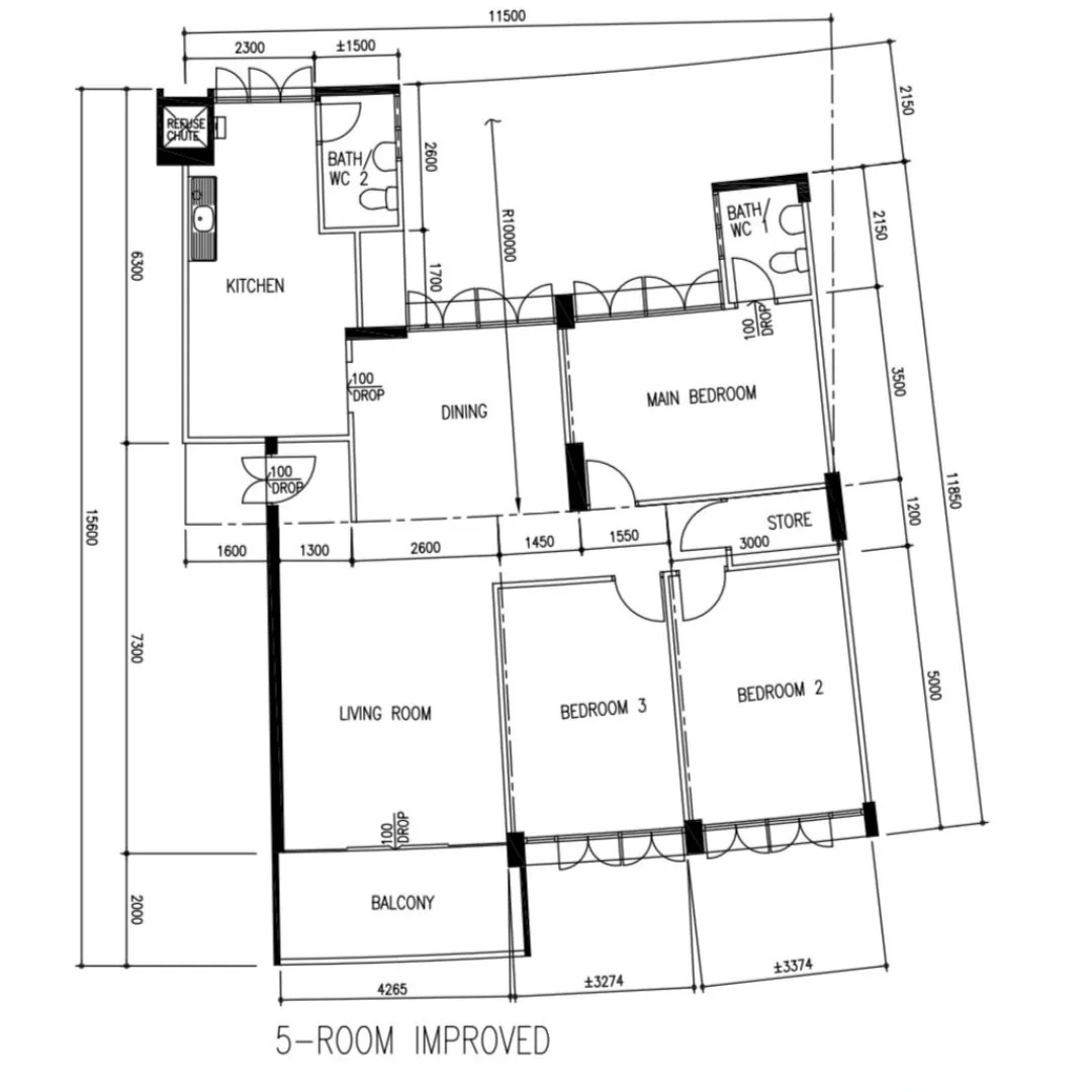 Built A Mid Century Modern Home With A Budget Of >100k - 5-room improved layout, Kitchen, dining, and living room, Bath, WC