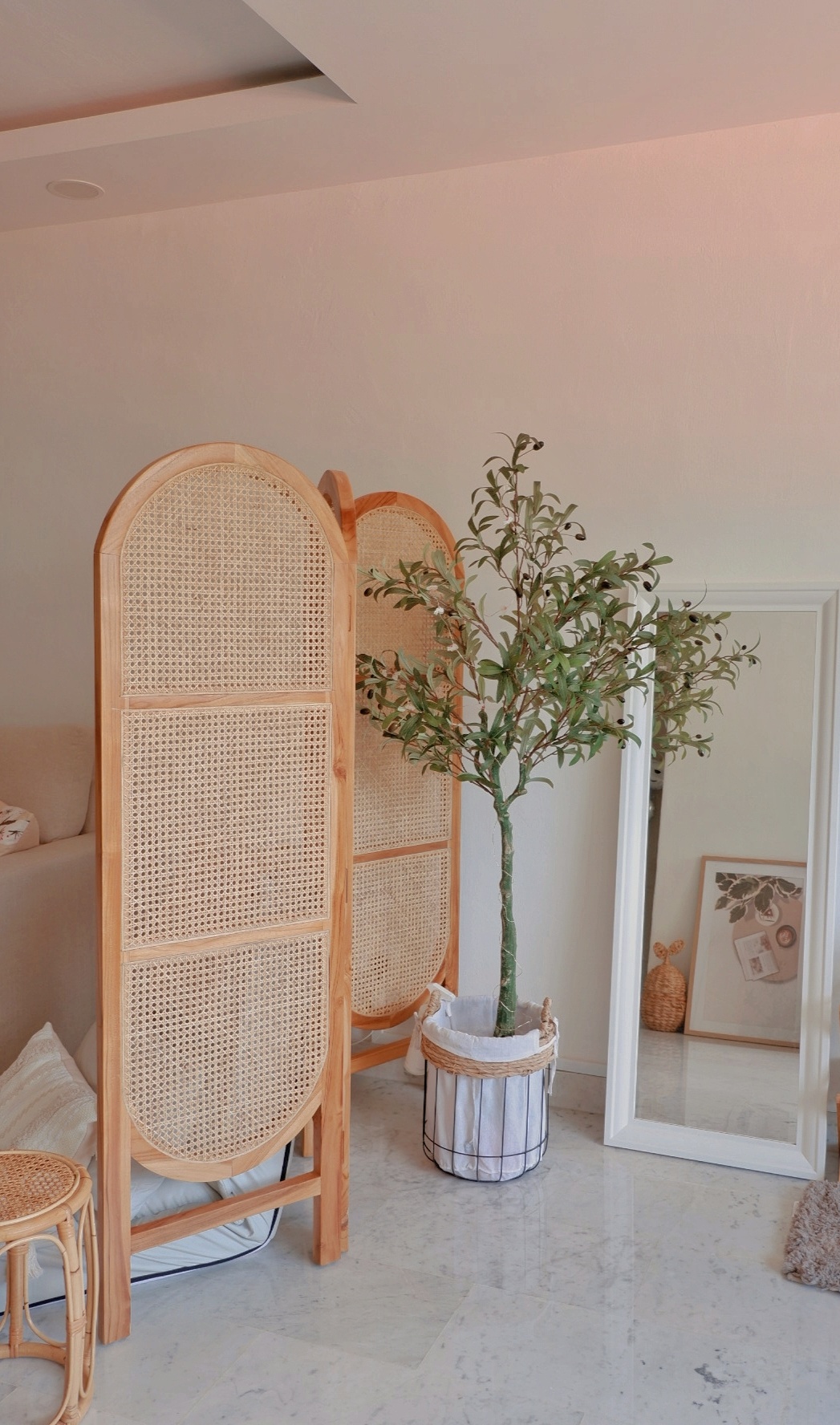 Quaint 4-Room Flat At Geylang East Renovated for <40K - Woven bamboo bed frames, minimalist decor, natural wood tones, soft
