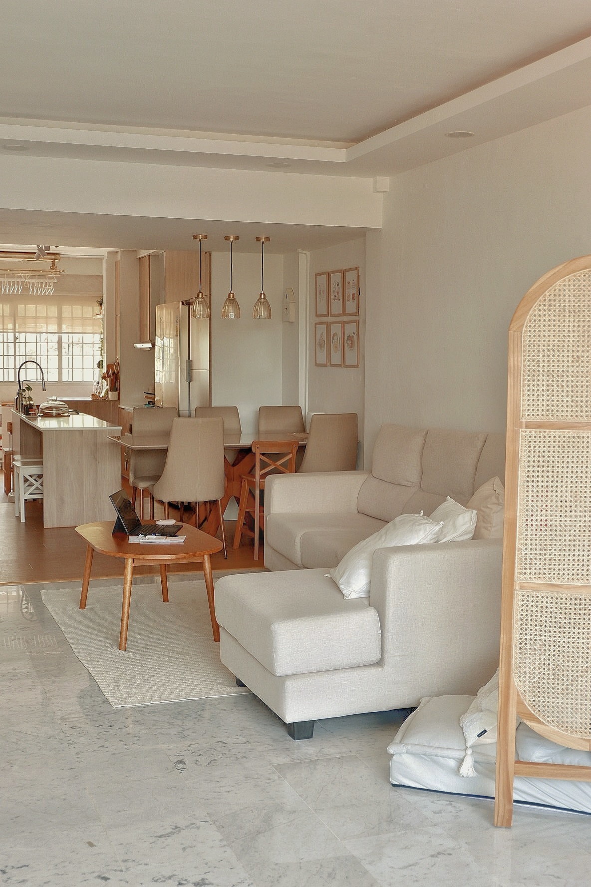 Quaint 4-Room Flat At Geylang East Renovated for <40K - Modern minimalist living room, neutral color palette, spacious decor