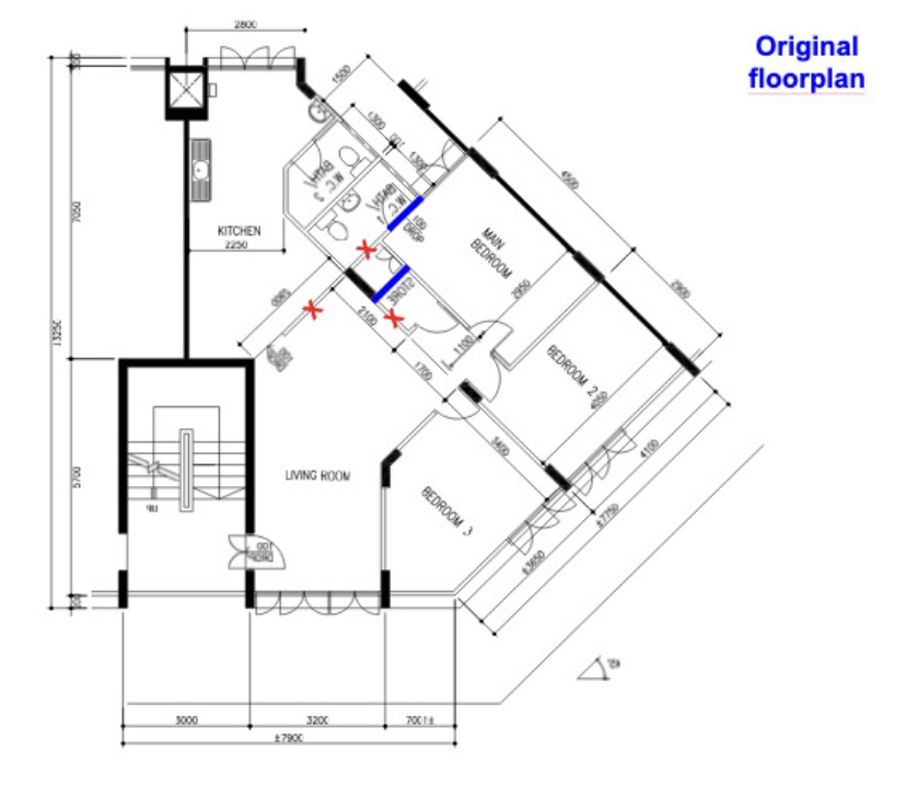 Our cozy, self-designed, odd-shaped home - Floor plan, architectural drawing, floor plan layout, original floor plan, living