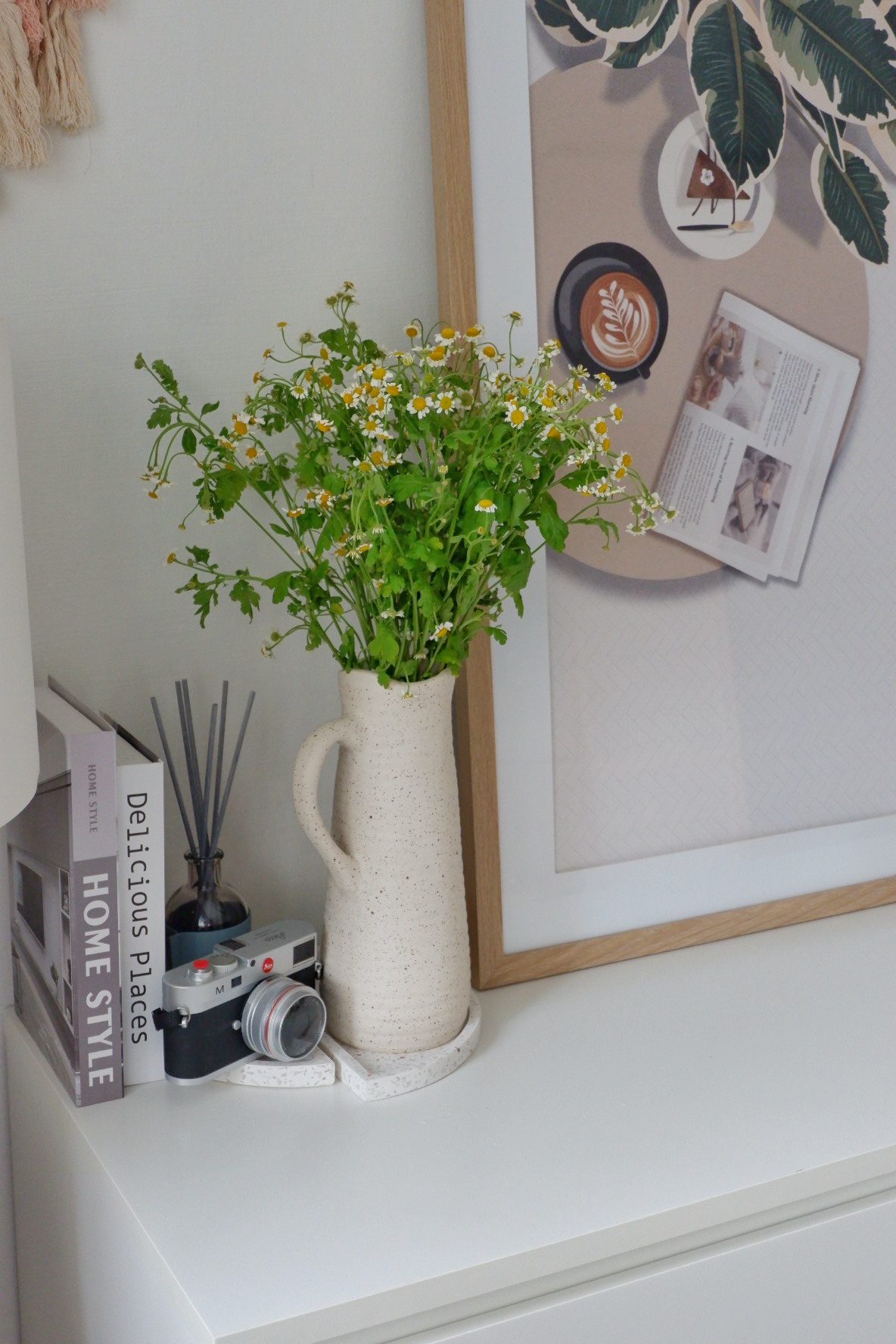 All Things Cosy In the Corners Of the Living Room - vase with green plants and white flowers, home decor, cozy atmosphere