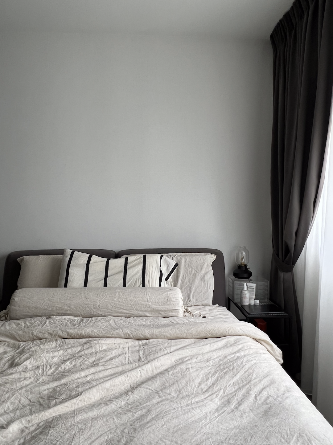 Mid-century modern master bedroom with walk in wardrobe in 4 room BTO