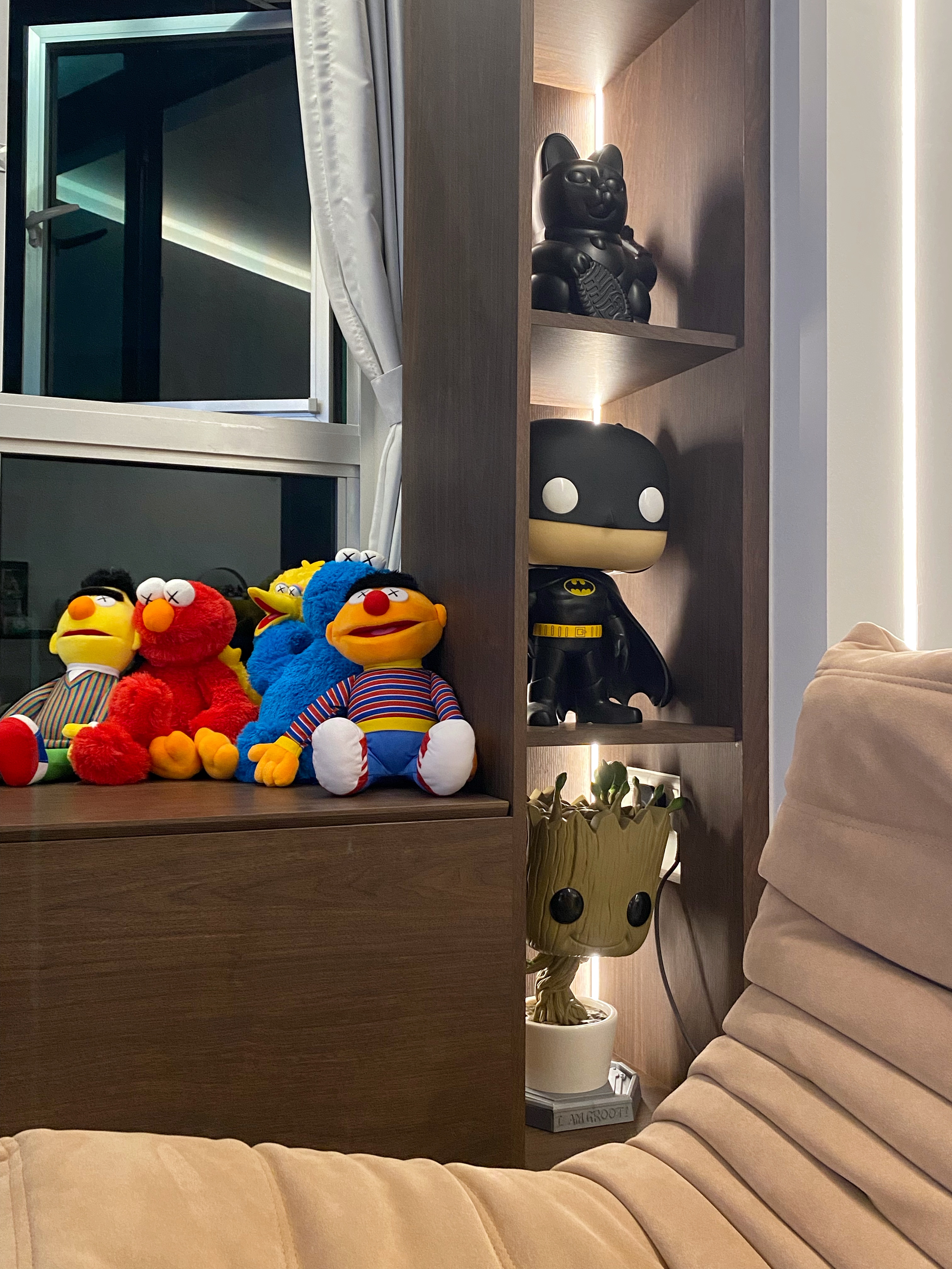 Toys can be poisonous - stuffed animals, colorful toys, Elmo, Remy, Batman, plushies, cartoon characters, room decor, cozy