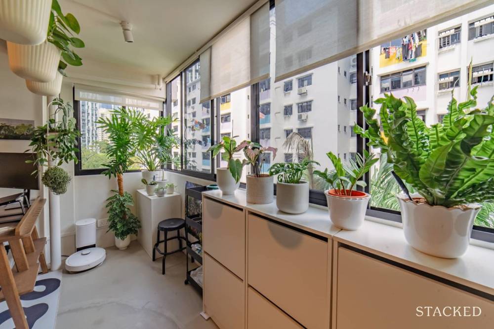 Balcony Garden With Doggy Door & Shoe Storage