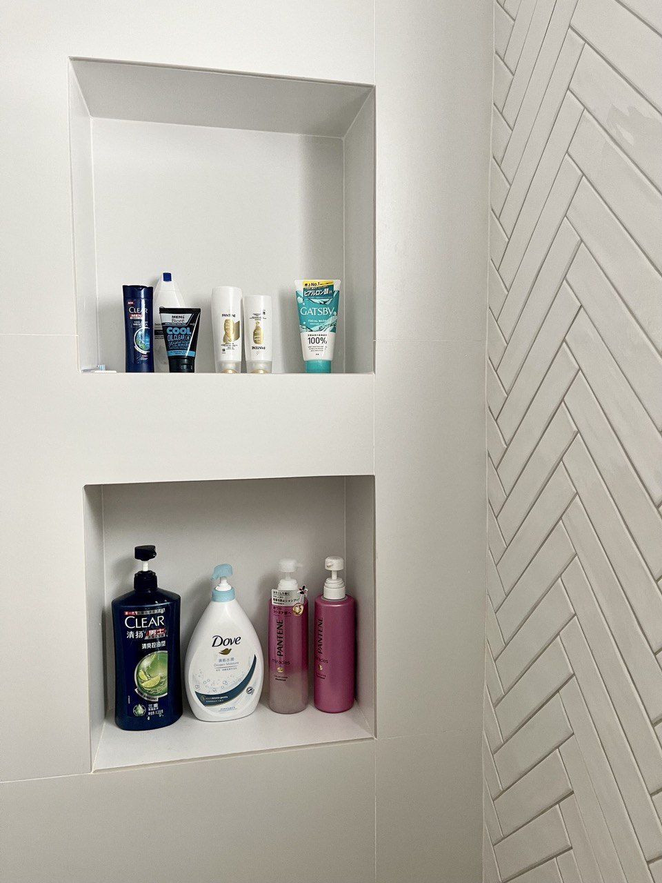 Our Private Sanctuary - Clear skincare products, Dove body wash, Pantene conditioner, Gatsby facial moisturizer, Cool & Clear