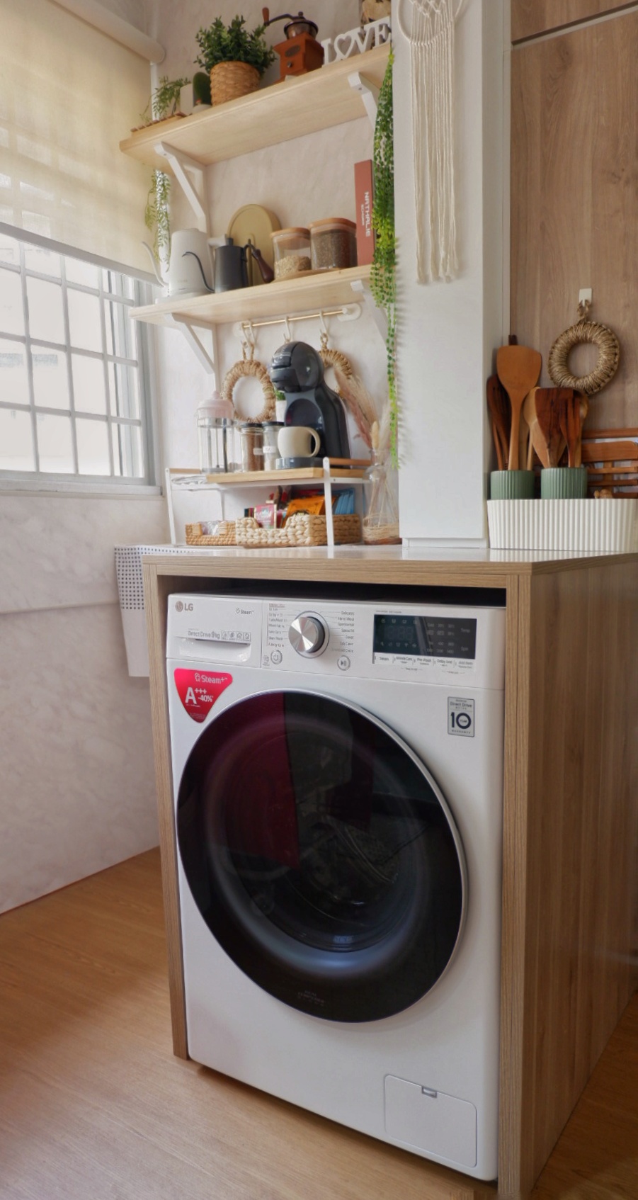 A Functional Service Yard For All Your Possible Needs - smart home laundry room, modern washing machine, LG washing machine