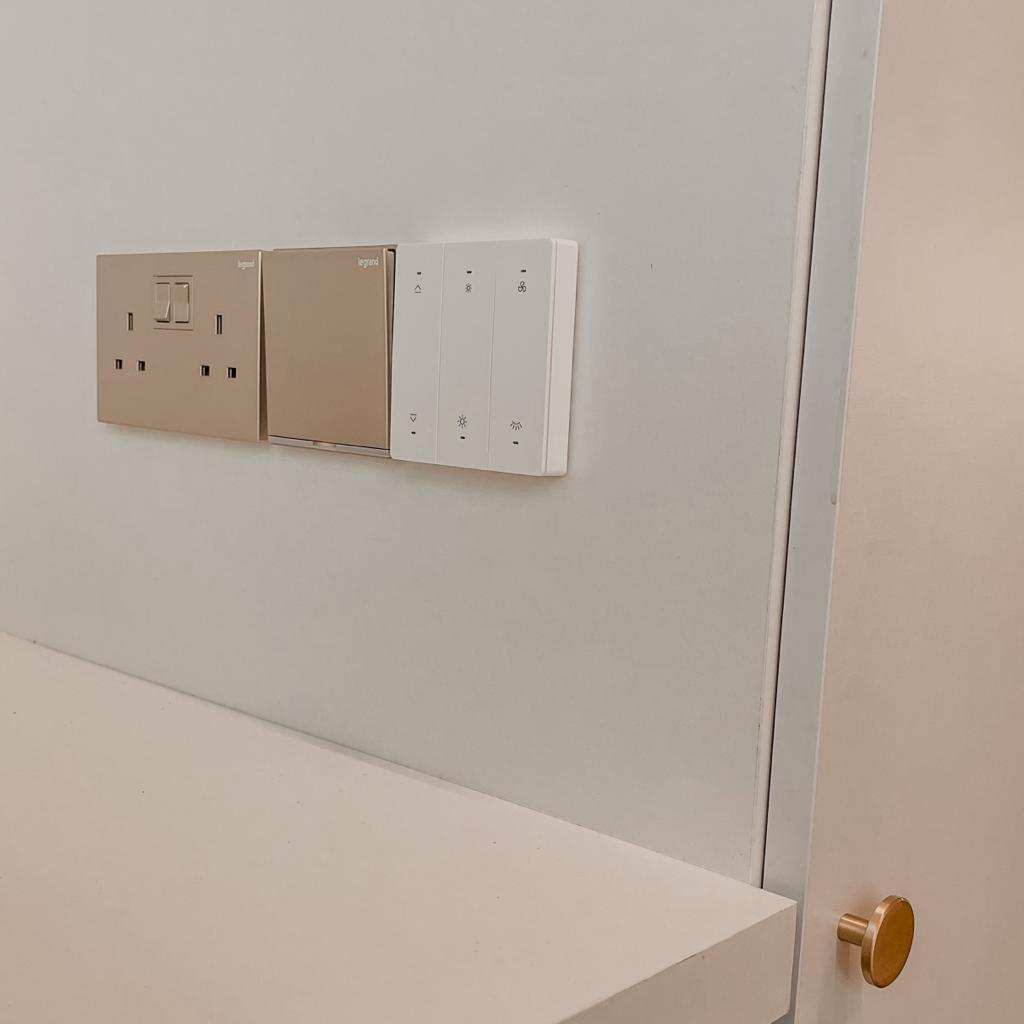 Minimalist & Clutter-Free Service Yard  - Wall-mounted switches, minimalist design, modern aesthetic, sleek finish