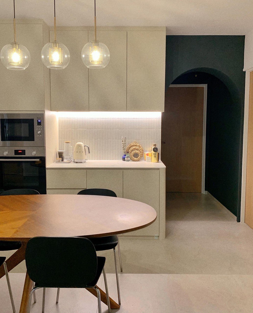 Dining area in front of our 4 room BTO open kitchen