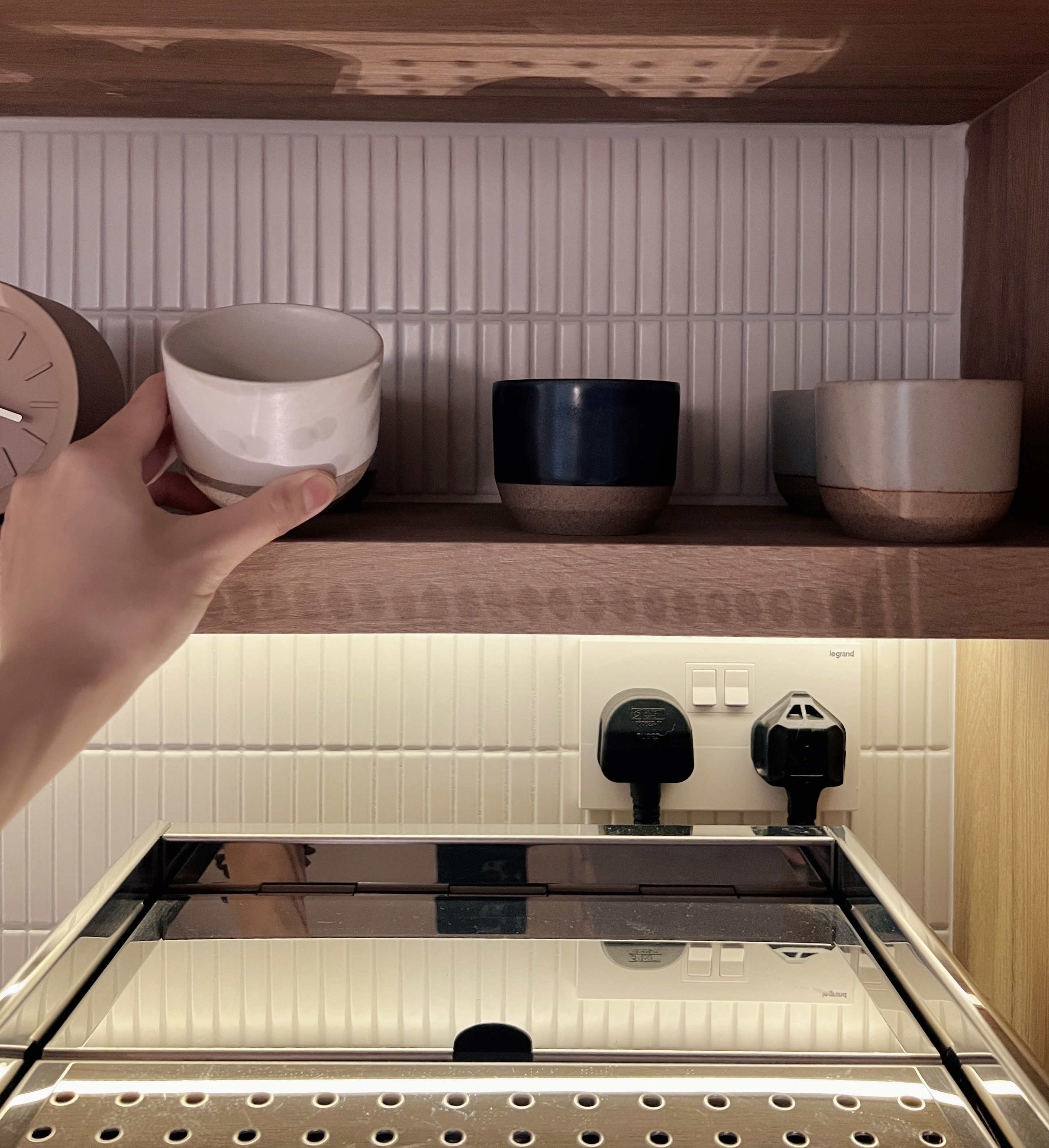 Our daily dose of happiness ☕️🍵 - cup, shelf, kitchen, cup holder, cup holder on shelf, cup on shelf