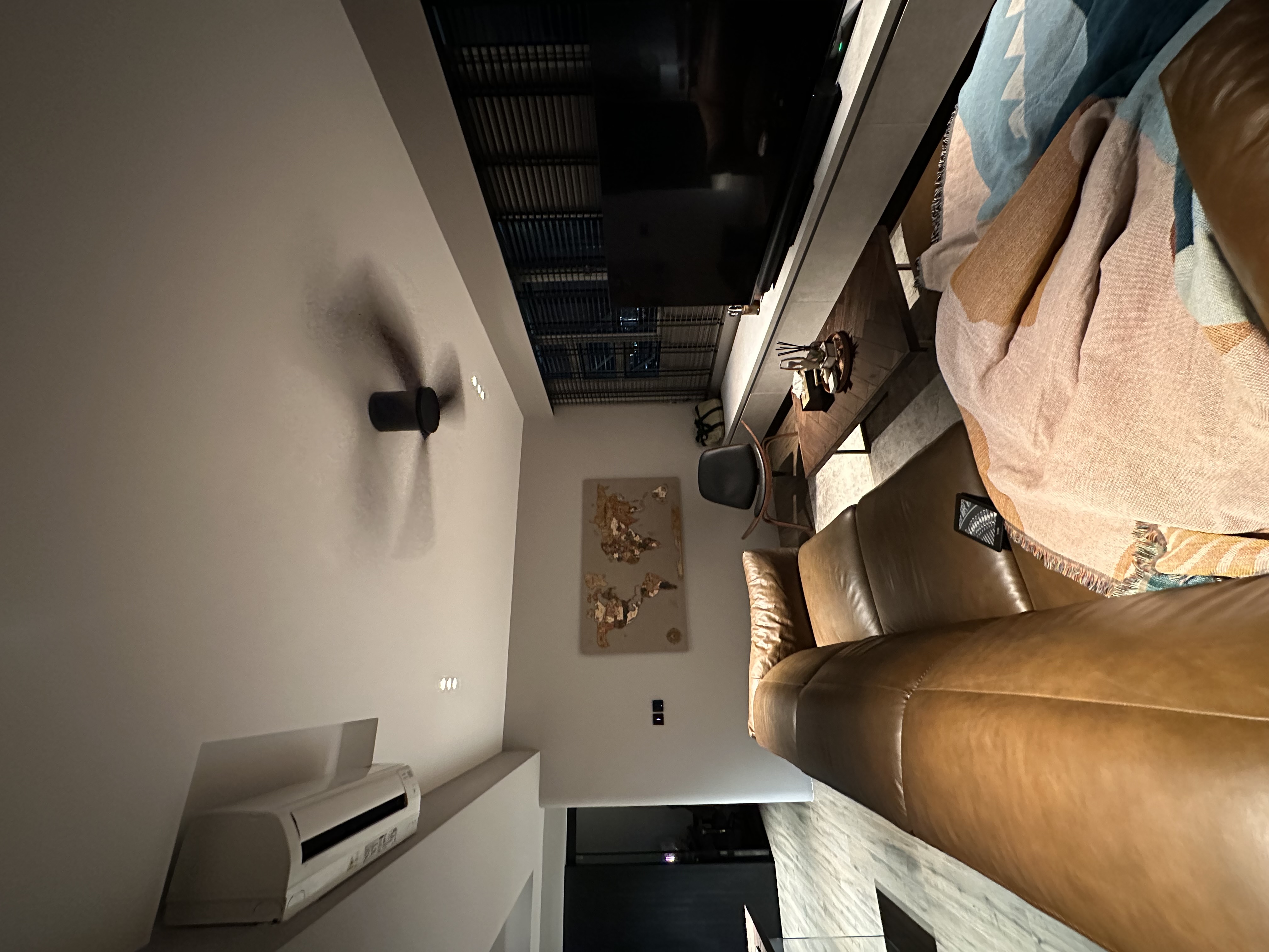 Living area - how we transformed 2 rooms into 1 - Modern living room, contemporary design, minimalist decor, brown leather