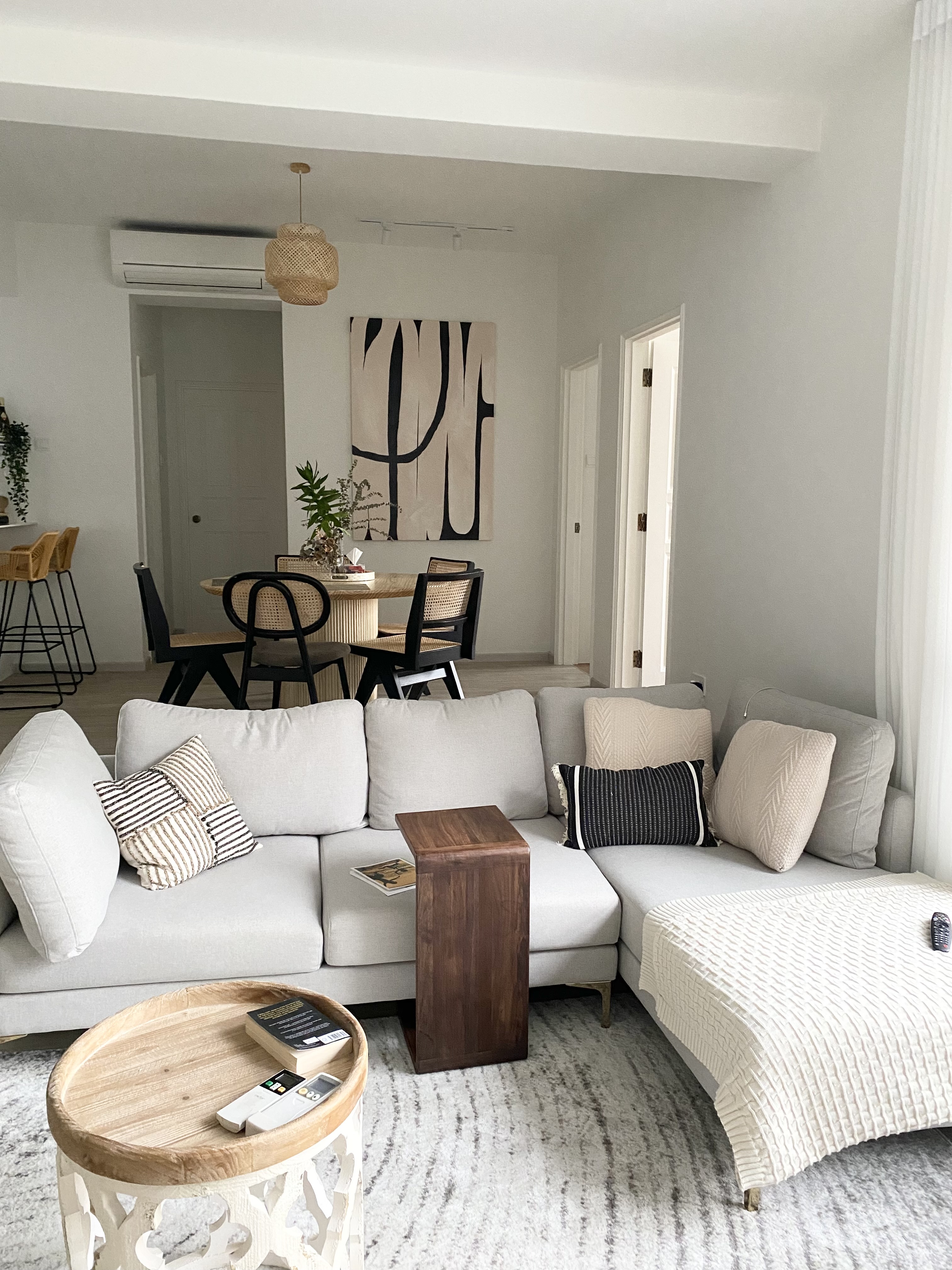 The wrong TV rack came but we tried to make it work - modern living room, minimalist design, contemporary furniture, neutral