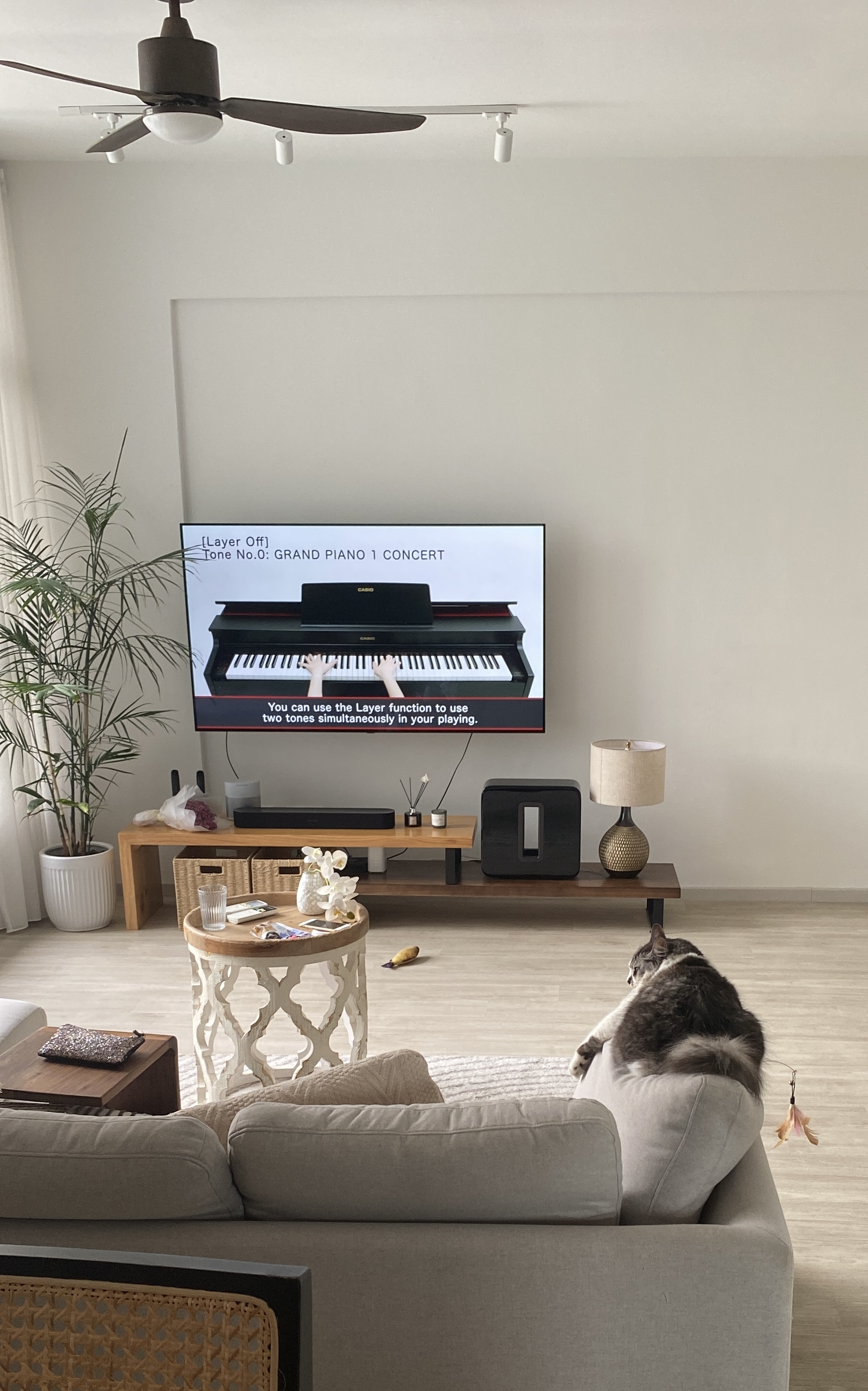 The wrong TV rack came but we tried to make it work