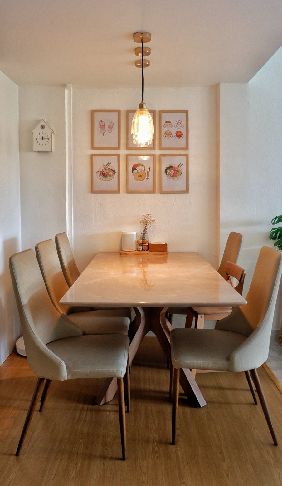 Classy Dining Area For All Things Sumptuous - Modern dining room, minimalist design, wooden dining table, six chairs, light