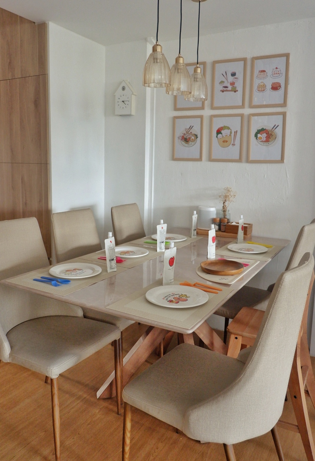Classy Dining Area For All Things Sumptuous - Modern dining room with minimalist design, wooden dining table, beige