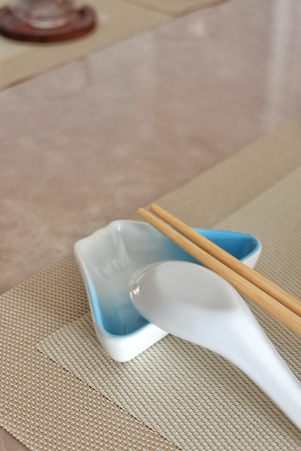 Classy Dining Area For All Things Sumptuous - ceramic serving dish, wooden chopsticks, blue and white design, ceramic spoon