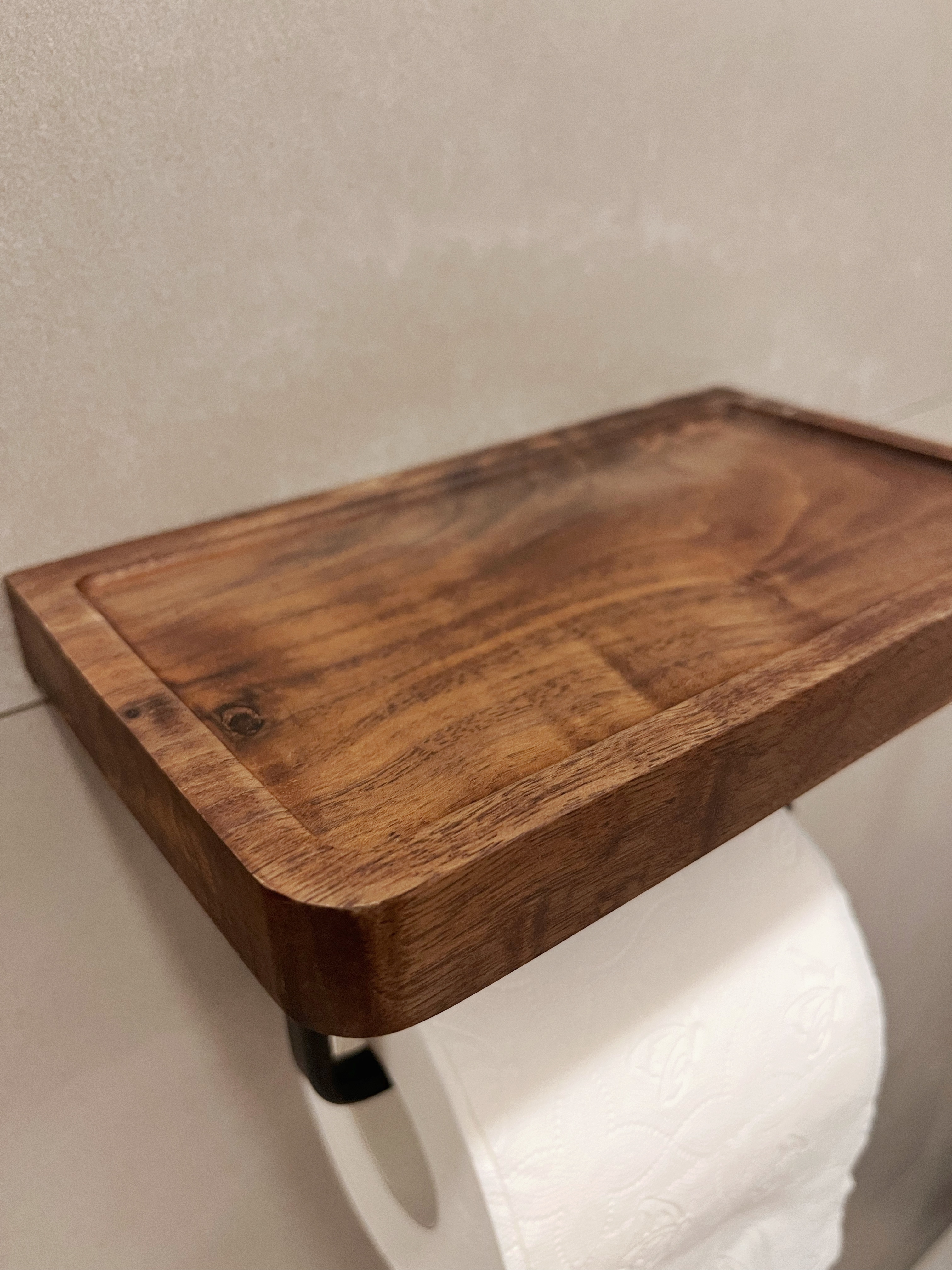 12 Bathroom Renovation Tips We Learned - Wooden tray, rustic design, wooden surface, natural wood grain, wooden shelf, wooden