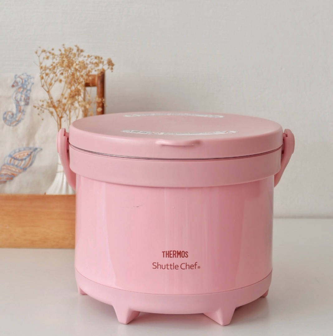 Favourite Purchases For The Home  - Pink thermos, travel kitchen appliance, portable cooking device, stainless steel