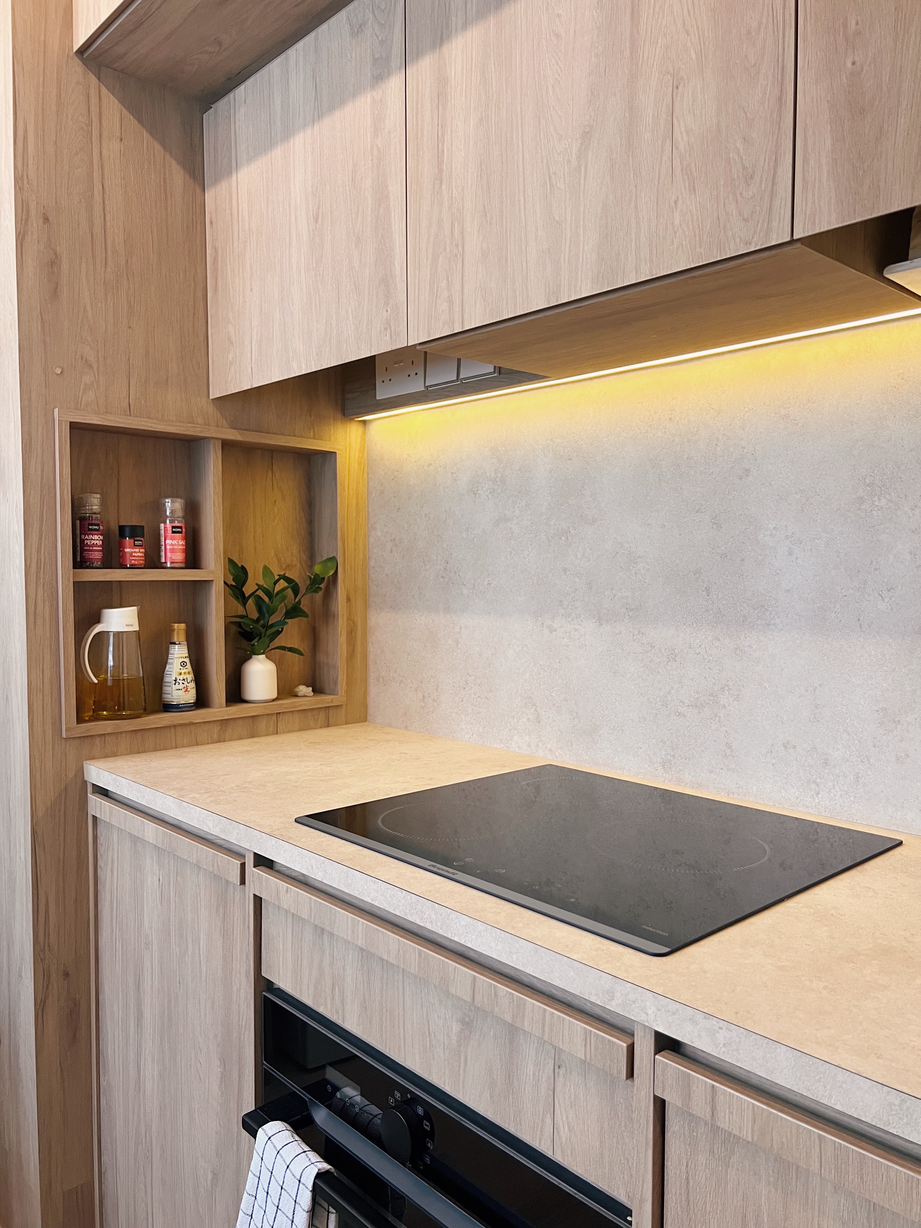 6 reno decisions we love in our wabi-sabi inspired home - Wooden cabinetry, modern kitchen, light beige countertops, built-in