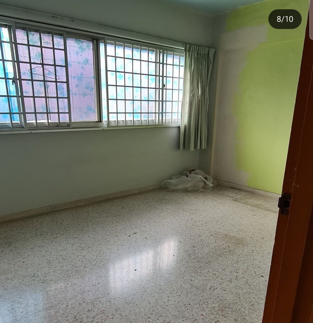 Transform a 4 rm HDB resale flat to a lovely home - Empty room with large windows and light green walls, Light-colored