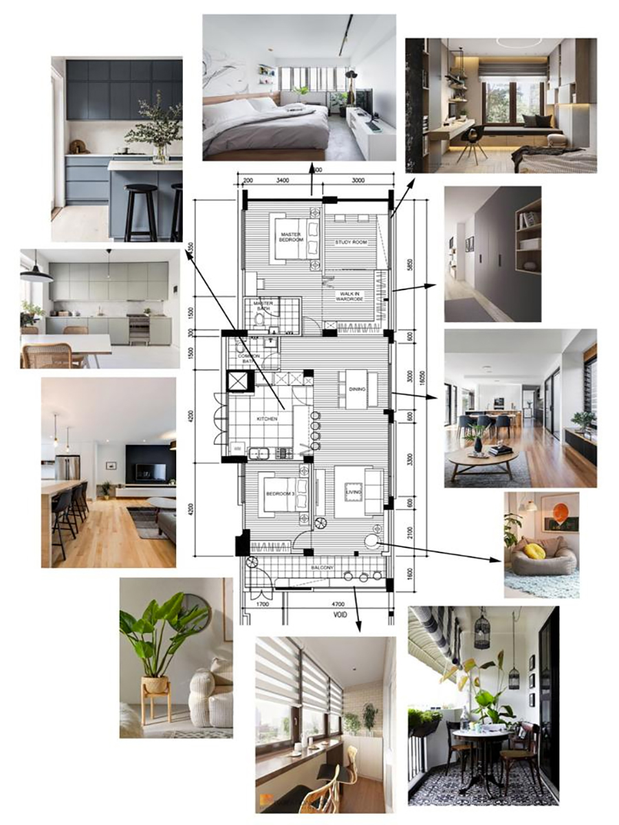 Our Mid-century Modern Inspired 4-rm Resale Flat - Modern minimalist kitchen, sleek bedroom, open-concept living room