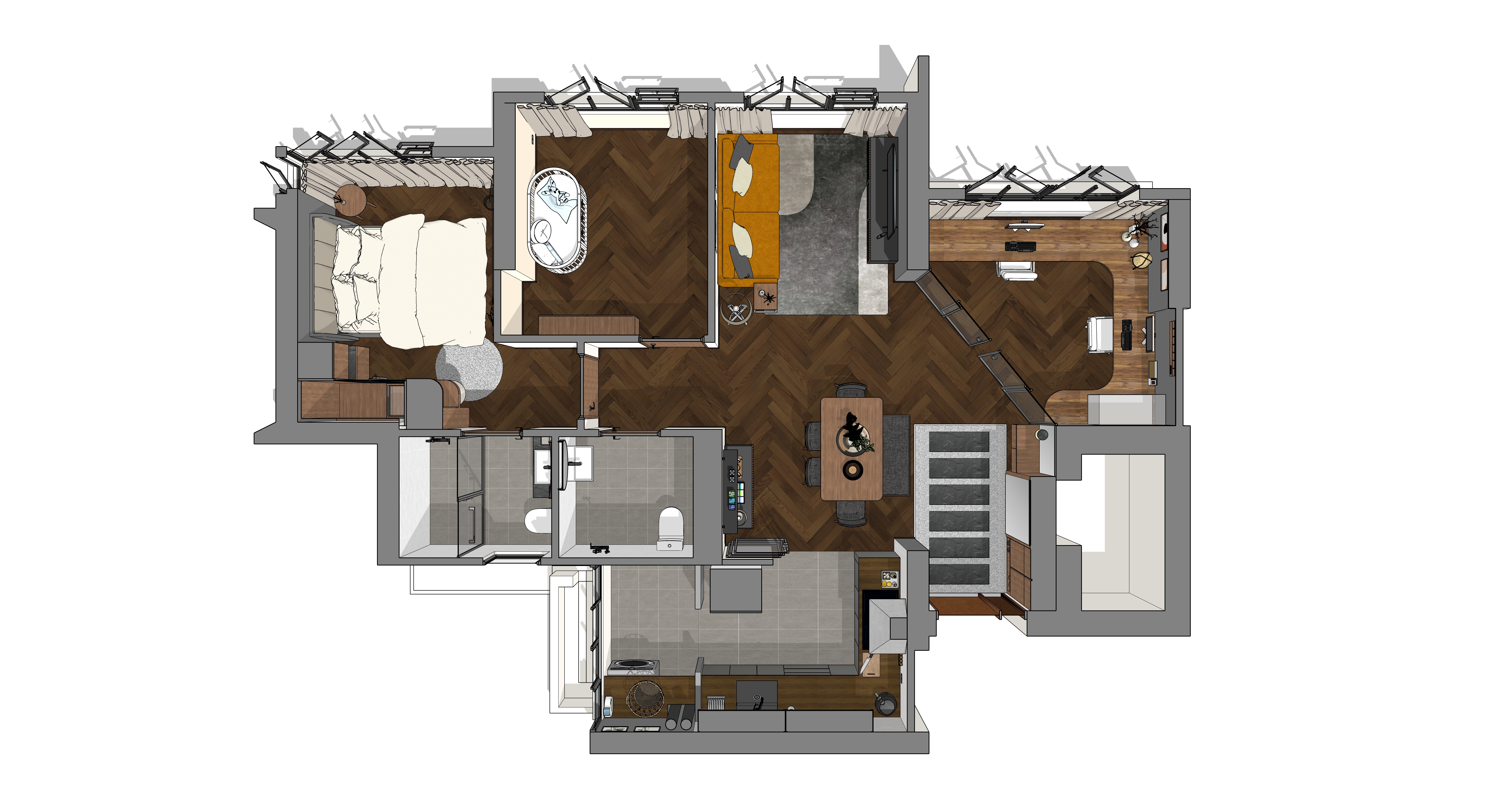 A Self-Designed (Zen) Home with a Reno Cost of <40k  - Modern apartment interior, floor plan, multi-functional room, living