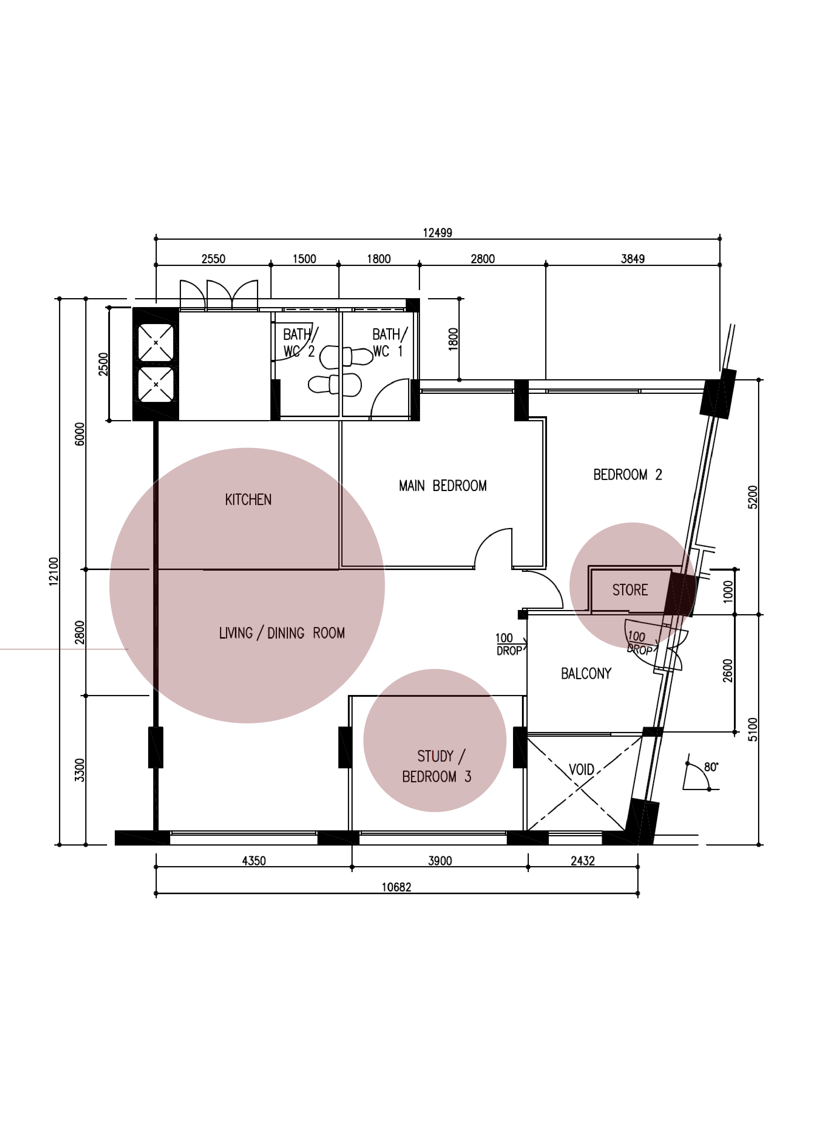 Facelift for a 90s resale flat & its 30y/o marble floors - Living area, dining area, kitchen, study, bedroom, balcony, main