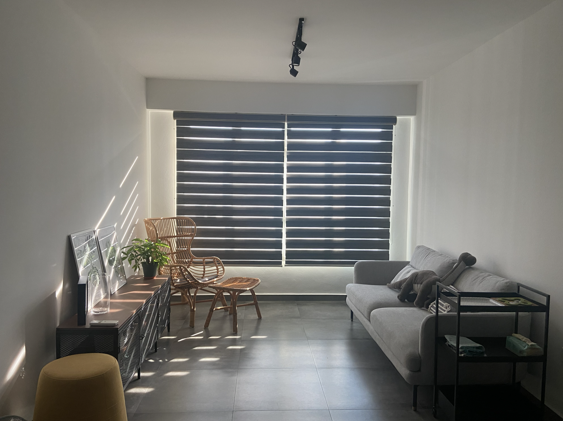 Slow living @slow.ferns - Sunlight streaming through large window, modern living room, minimalist decor, neutral color