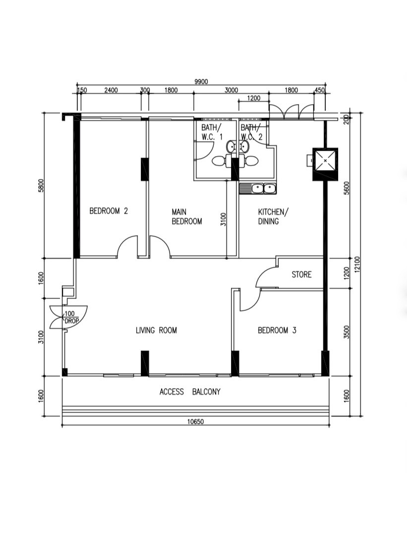 <60k contemporary style reno of a 30 year old resale HDB - Multi-functional living space with designated rooms, Layout for