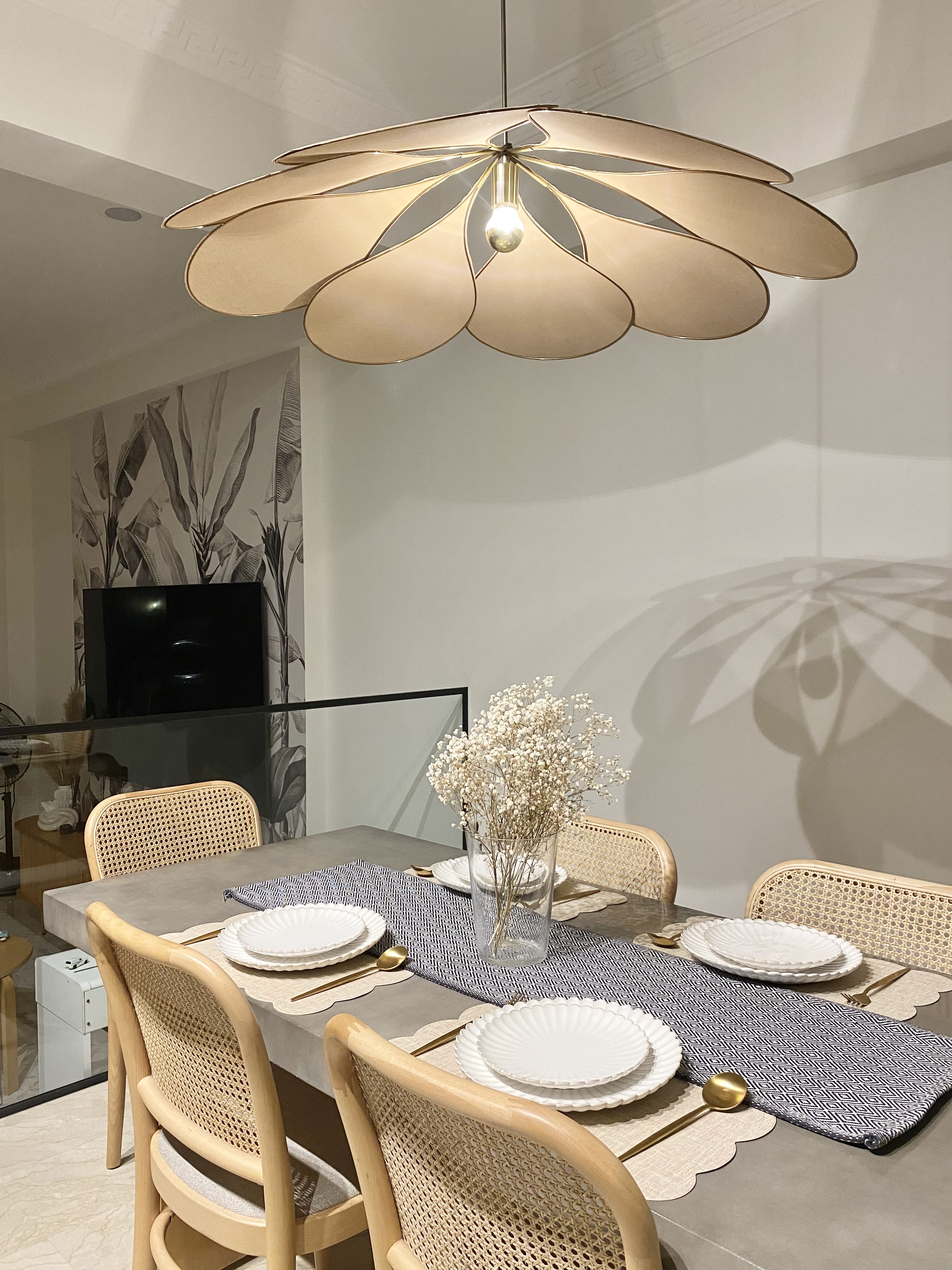A Black & White Scandi, Peranakan and Colonial-inspired Inter-terrace - Modern dining room with elegant table setting