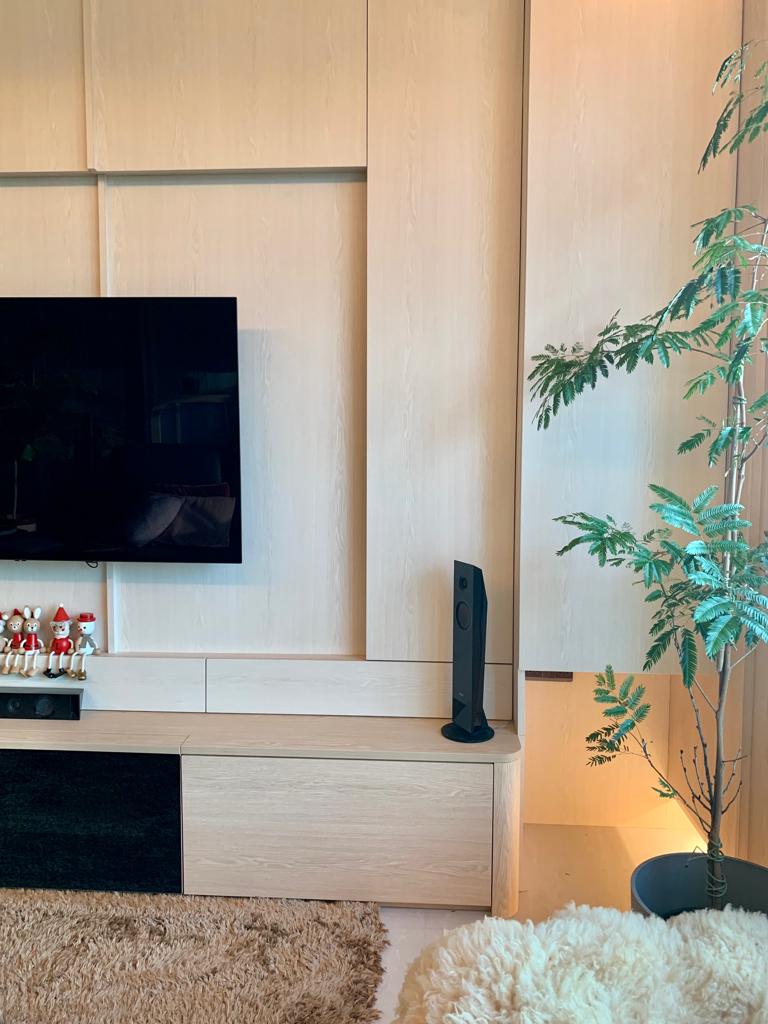 Japanese Inspired Interior | Minimal plants with impact  - Wooden entertainment center, modern design, minimalist decor