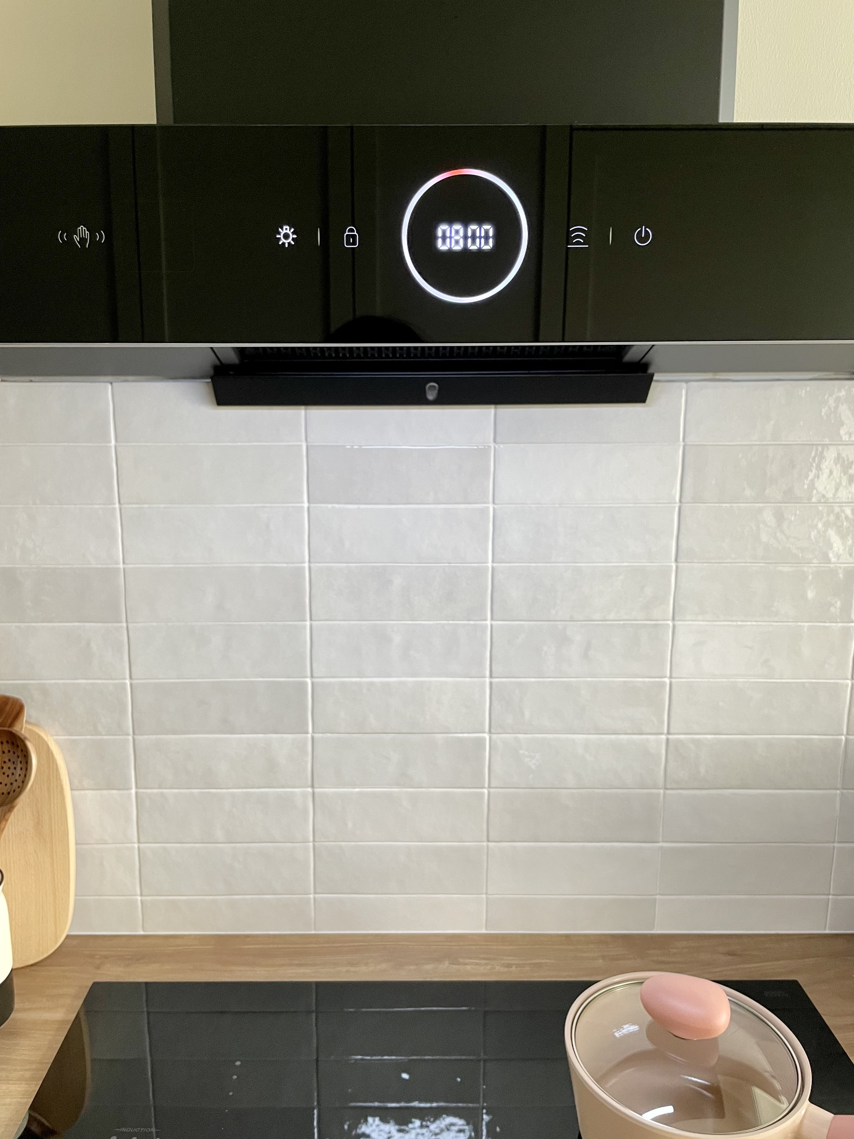 Dream Farmhouse Kitchen in small BTO - microwave, digital clock, kitchen, control panel, oven, timer, digital display