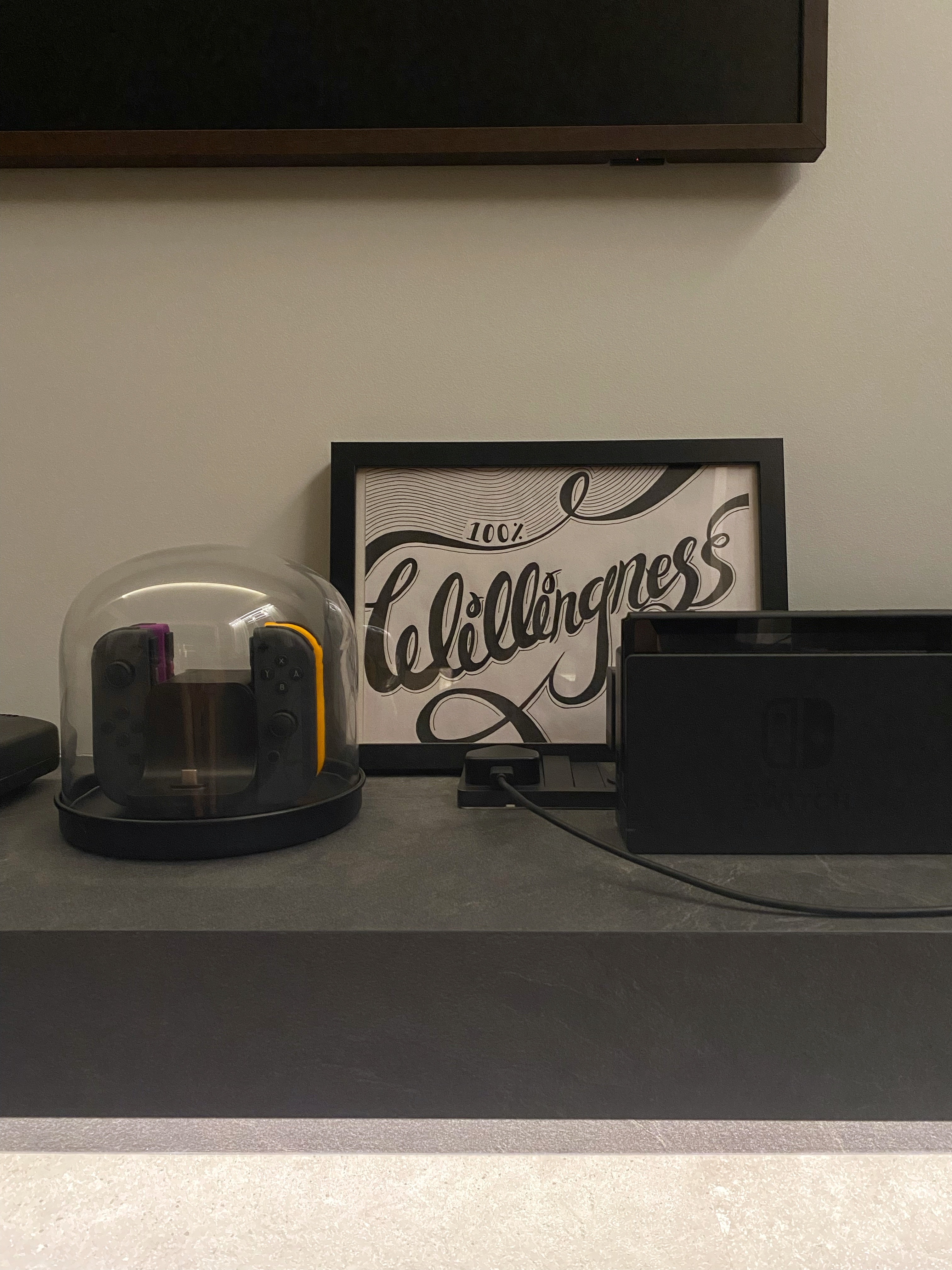 Once you go black, you never go back. That's what they said. - Gaming console encased in a transparent dome, Dual analog