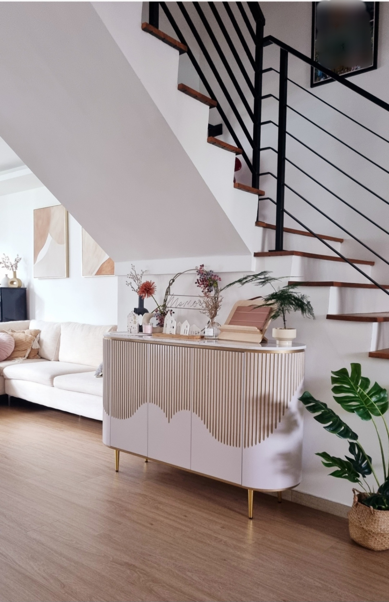 "Warming up" our living room with soft furnishings - Modern living room, cozy seating area, minimalist decor, elegant