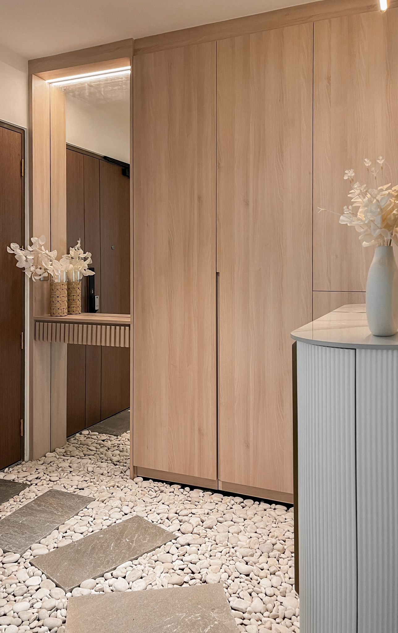 Entryway with pebbles and stepping stones!