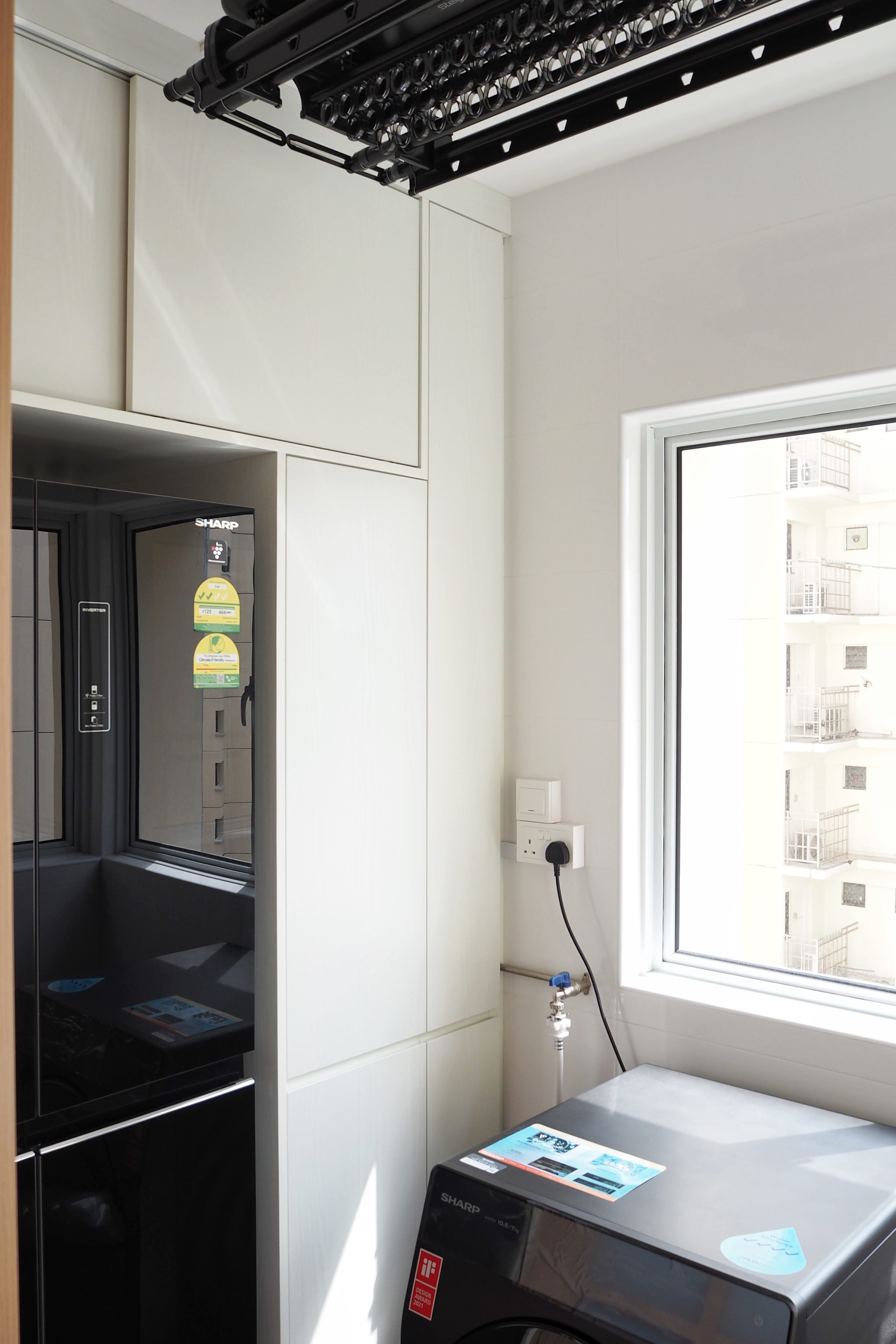 We Created A Service Yard! - Smart home technology, modern kitchen, integrated appliances, smart lock, refrigerator, window