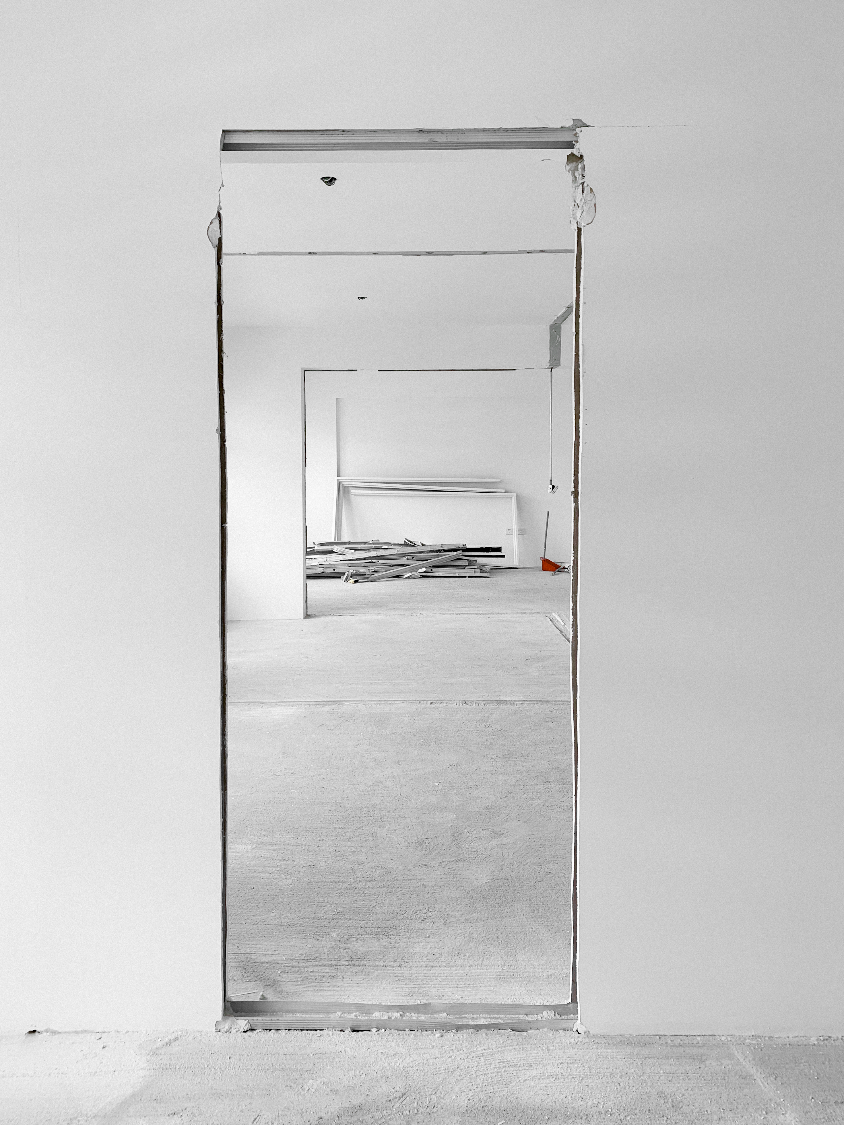 From Dust to Dream: Redefining Spaces of 4rm BTO for DINKs - White walls, construction site, bare concrete floor, unfinished