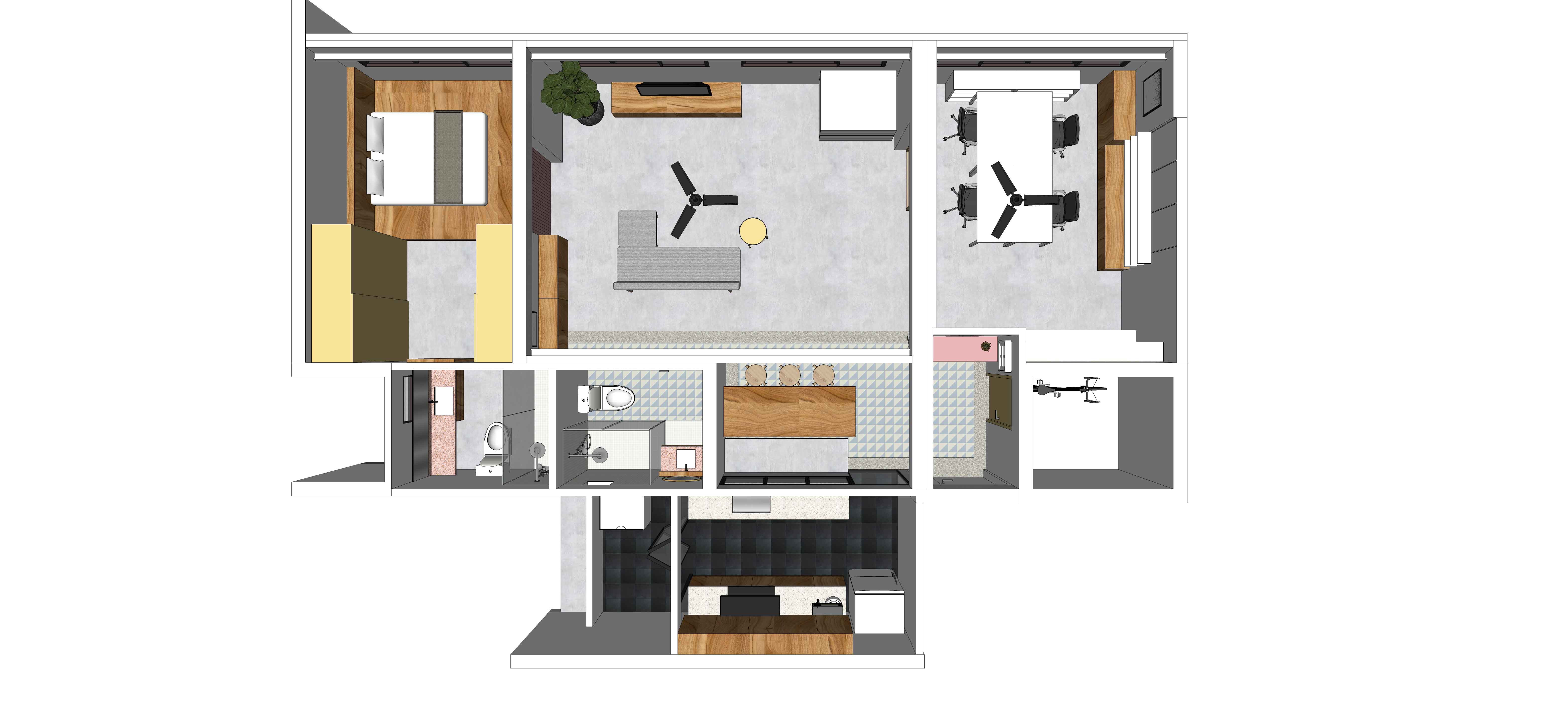 From Dust to Dream: Redefining Spaces of 4rm BTO for DINKs - Modern apartment interior design, split-level living