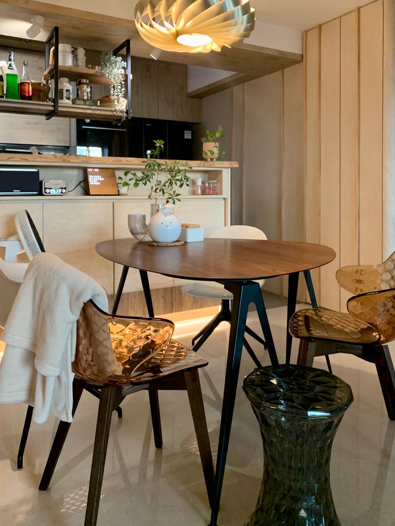 Japanese Inspired Interior | Dining Room with hidden storages - Modern dining room with sleek furniture, wooden accents