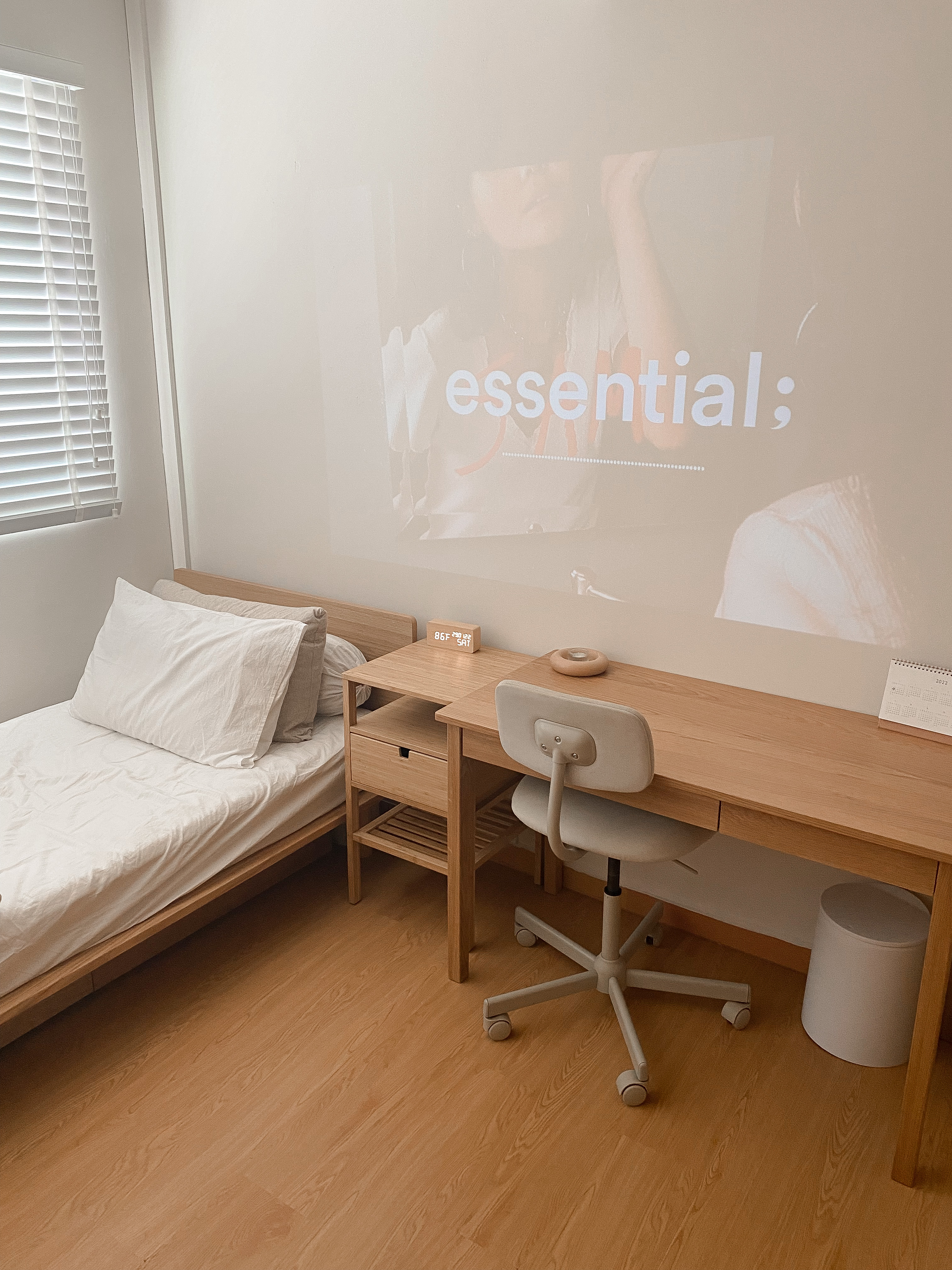 Transitioning Of A Regular Home to Japanese Minimalist Style - Minimalist bedroom, modern furniture, wooden desk, white bed