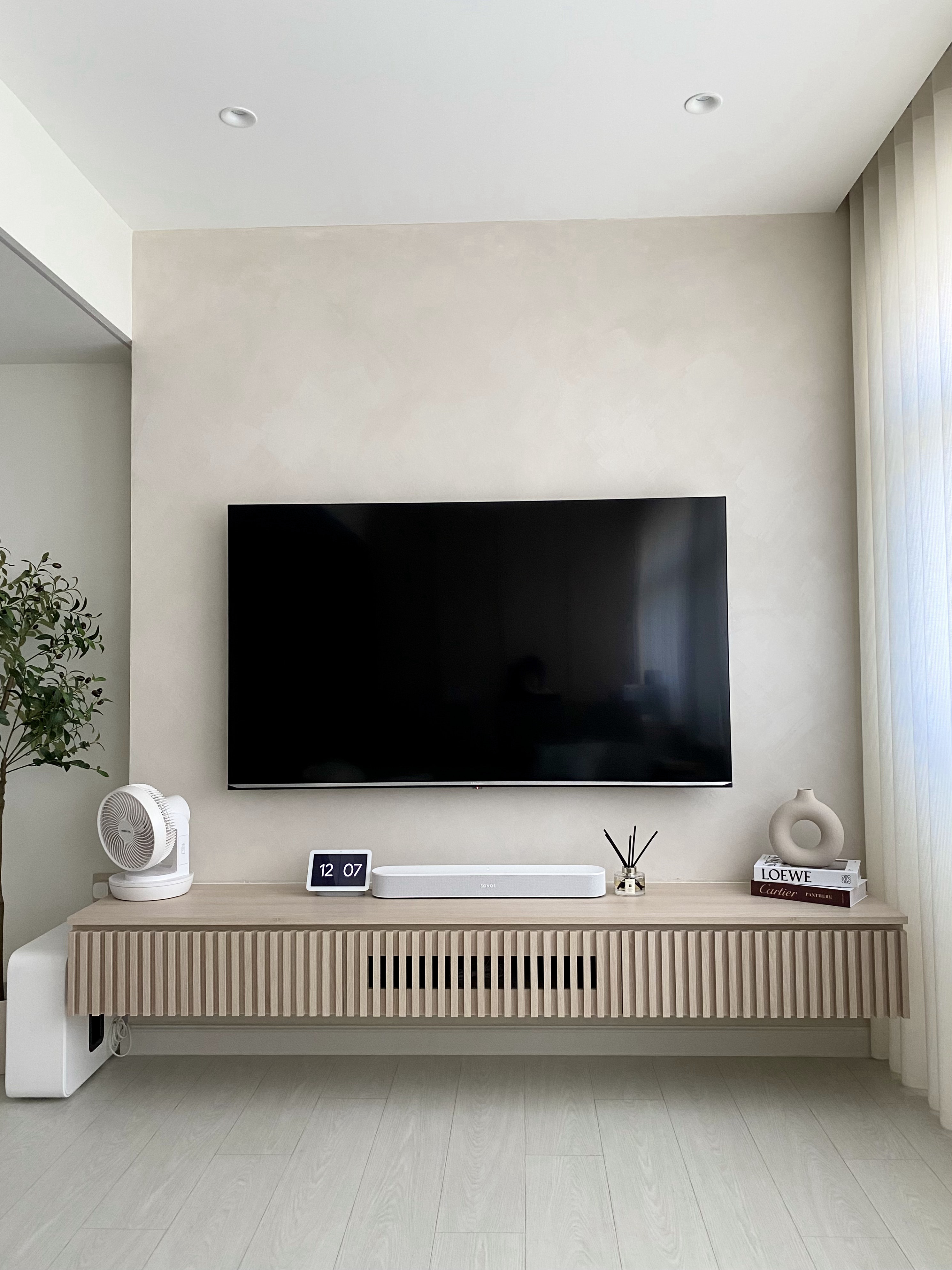 DIY Limewash TV Feature Wall