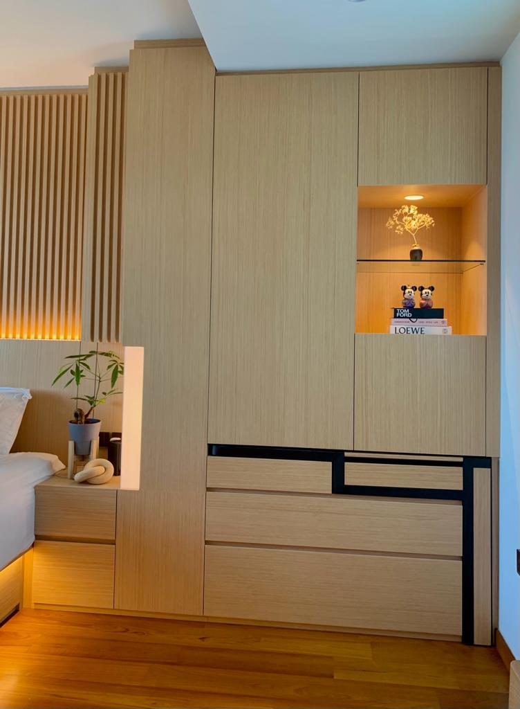 Japanese Inspired Interior | Re-create Japanese room in our HDB - Wooden wardrobe with black accents, minimalist design