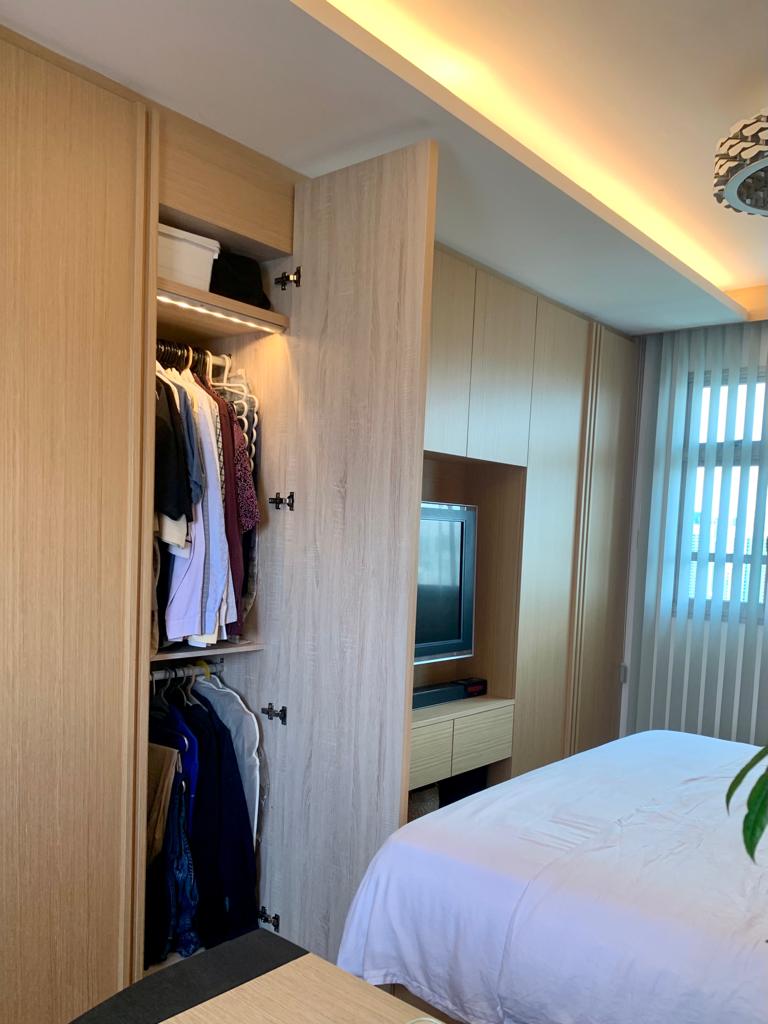 Japanese Inspired Interior | Re-create Japanese room in our HDB - Wooden wardrobe, open closet, neatly organized clothes