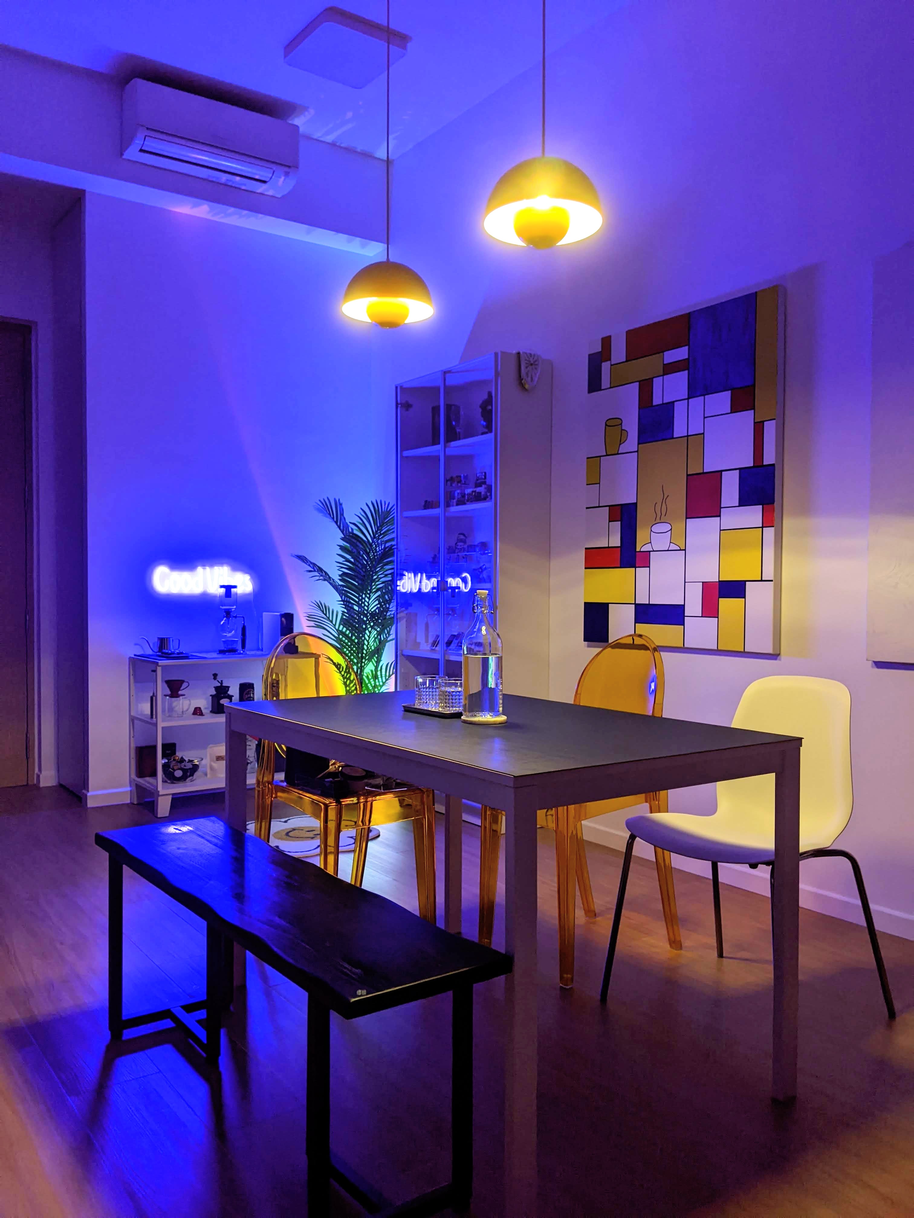 Our Dining Space In The Day, Mini Pool Parlour At Night!