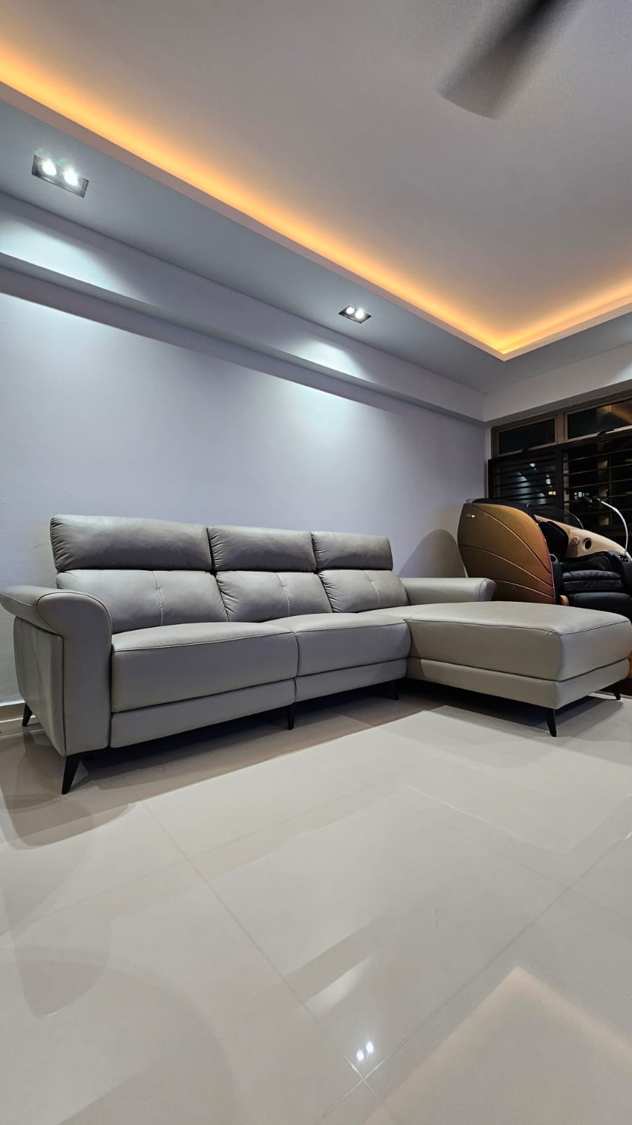 Chic Simplicity: Tranquil Beauty of Grey and White - Modern living room, contemporary furniture, gray sectional sofa